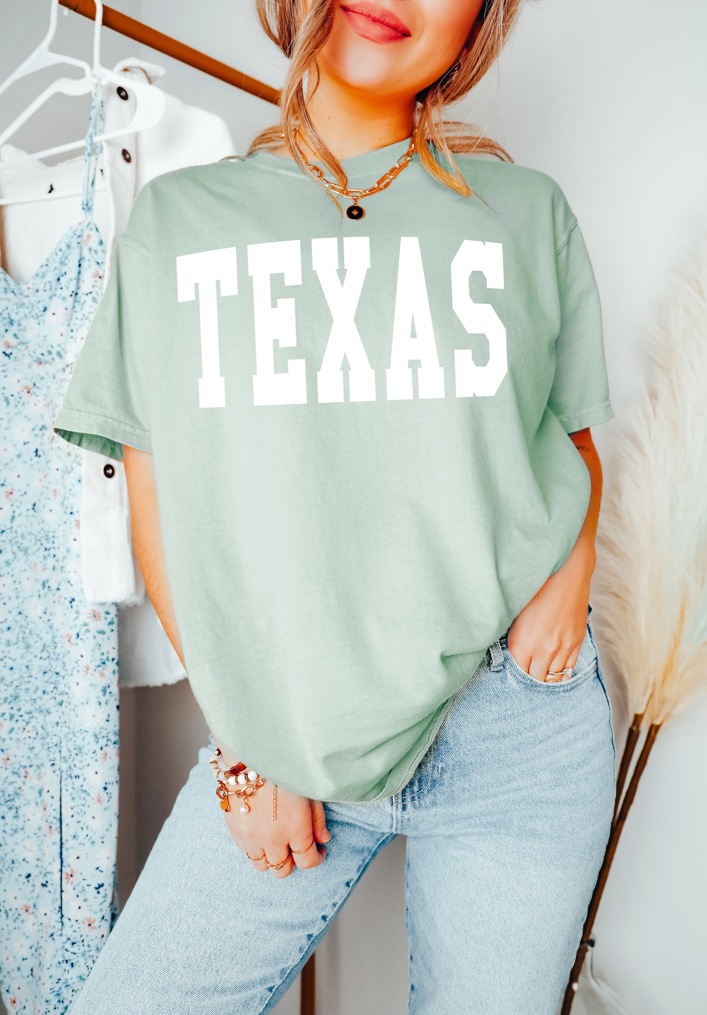 Texas State City Comfort Colors T Shirt (Condensed Font)