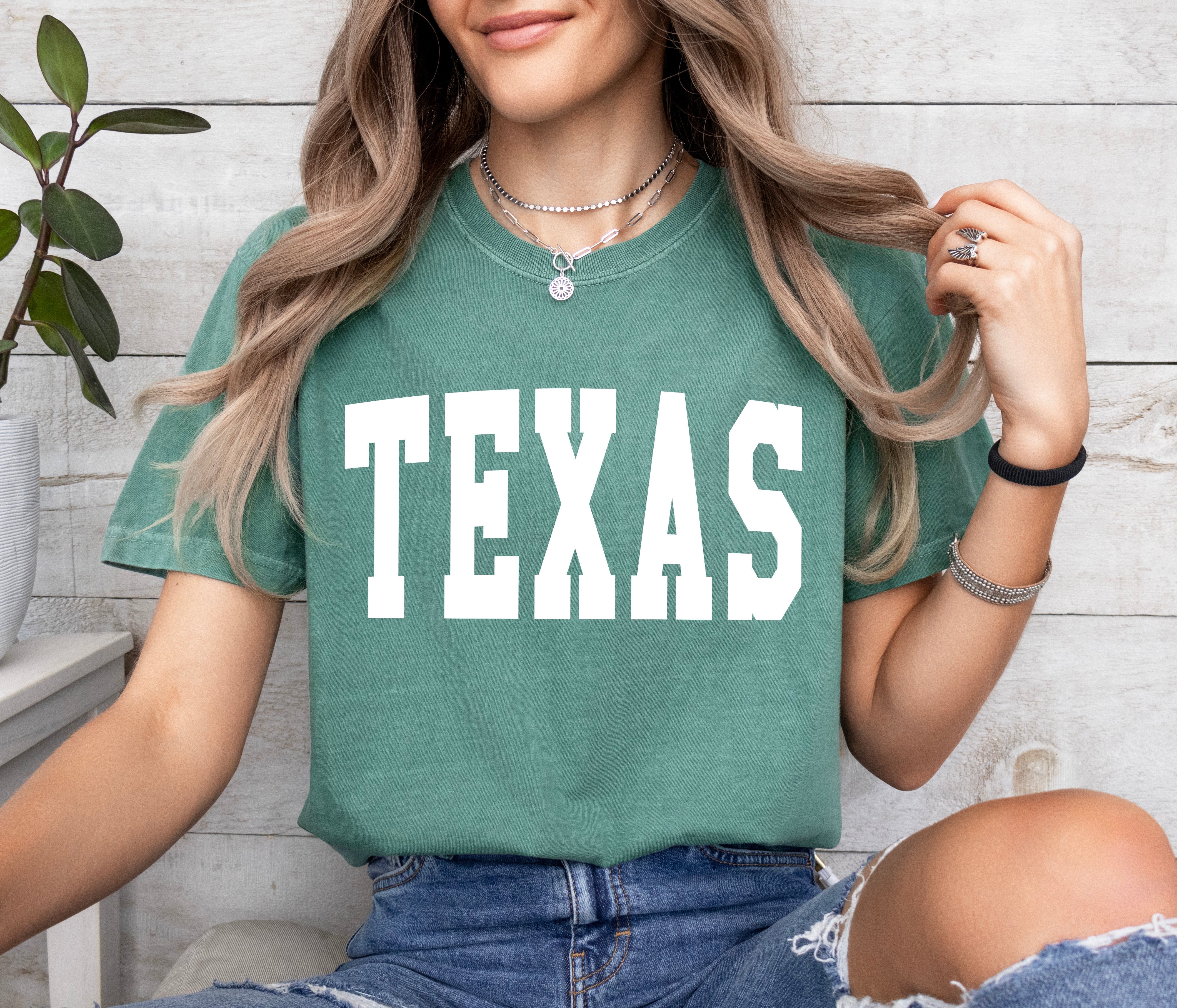 Texas State City Comfort Colors T Shirt (Condensed Font)