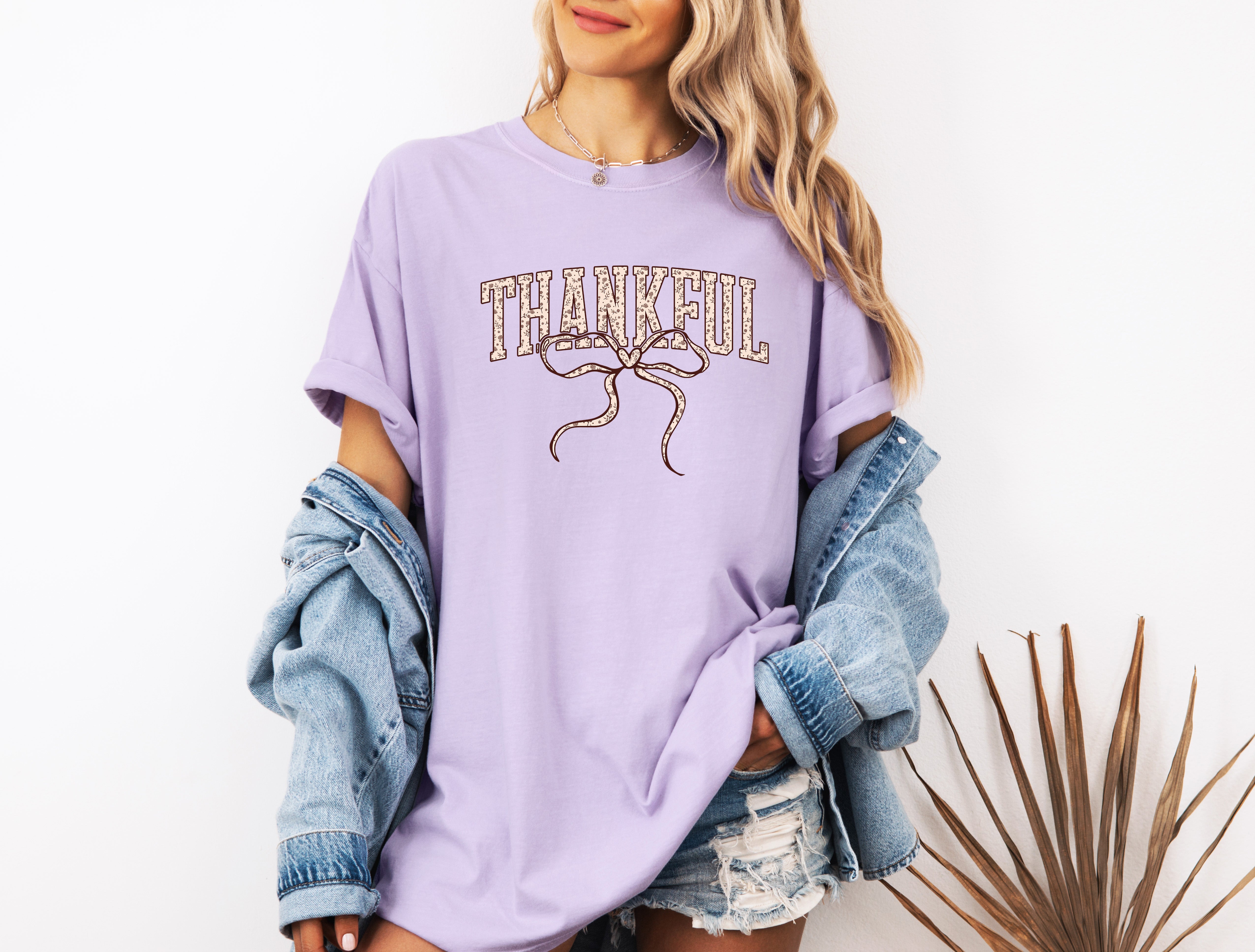 Thankful Christian Fall Thanksgiving day Christmas Autumn Comfort Colors Garment Dyed T Shirt