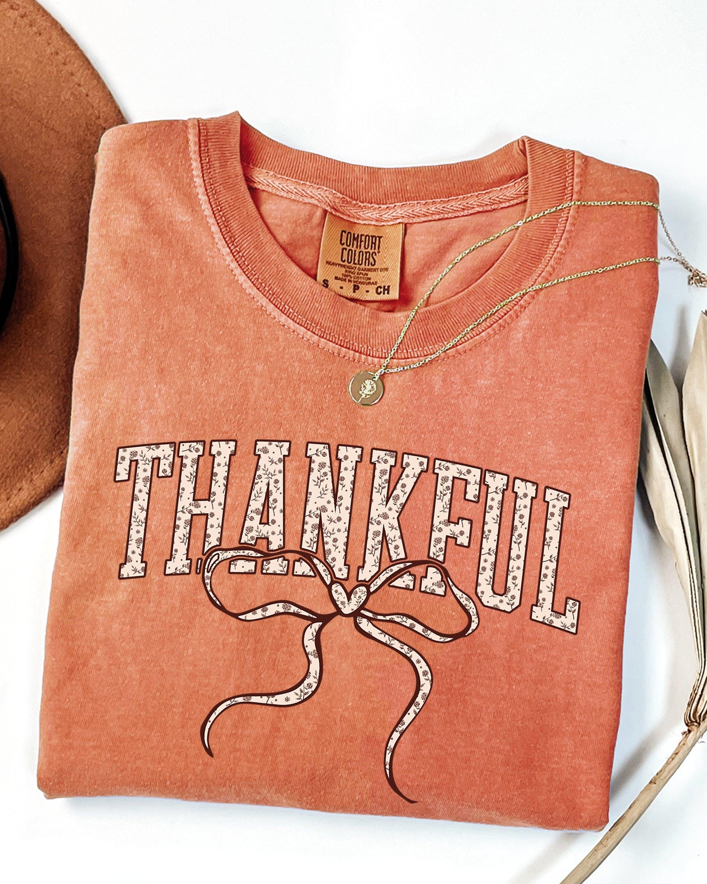 Thankful Christian Fall Thanksgiving day Christmas Autumn Comfort Colors Garment Dyed T Shirt