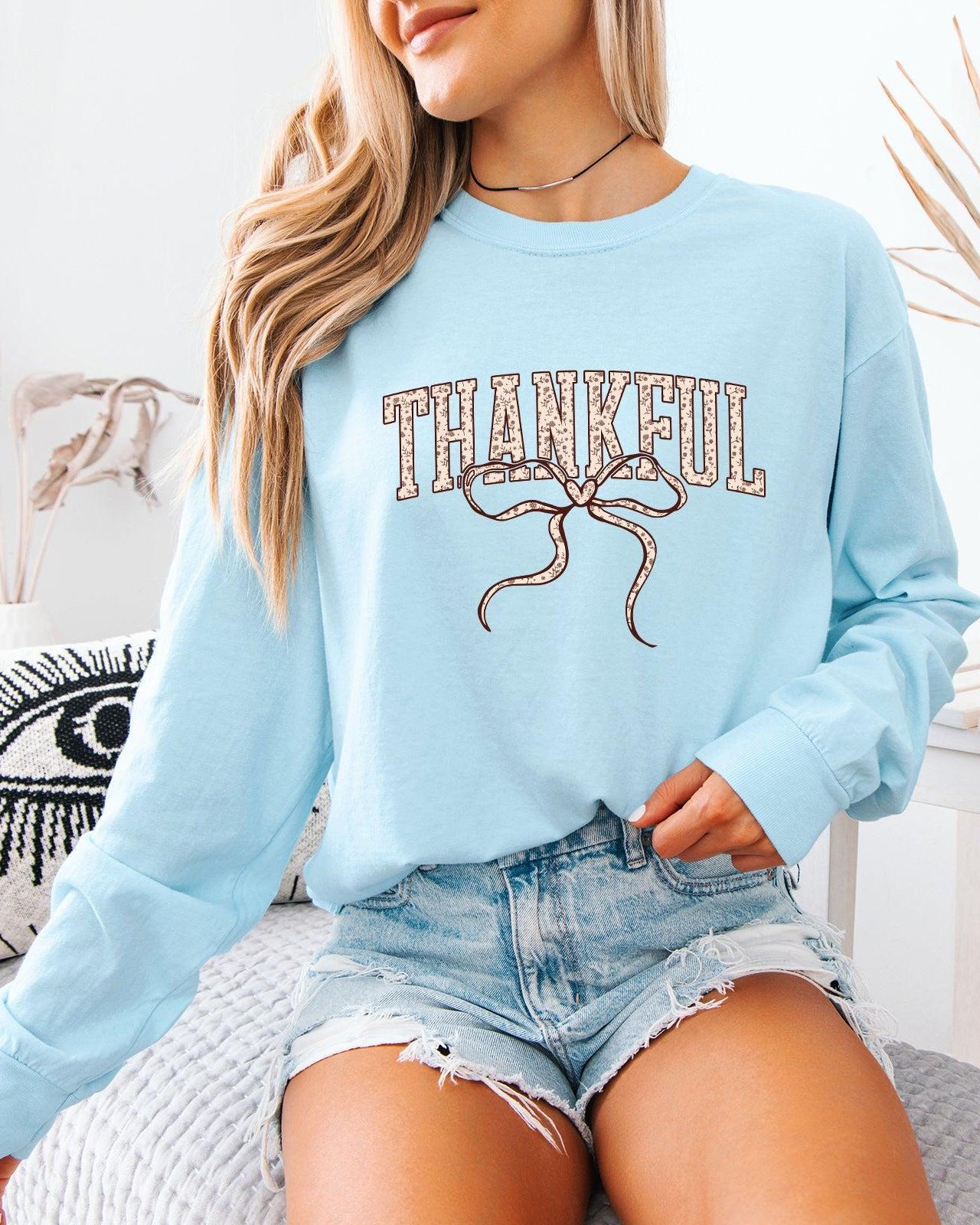 Thankful Christian Thanksgiving Day Comfort Colors Long Sleeve Shirt
