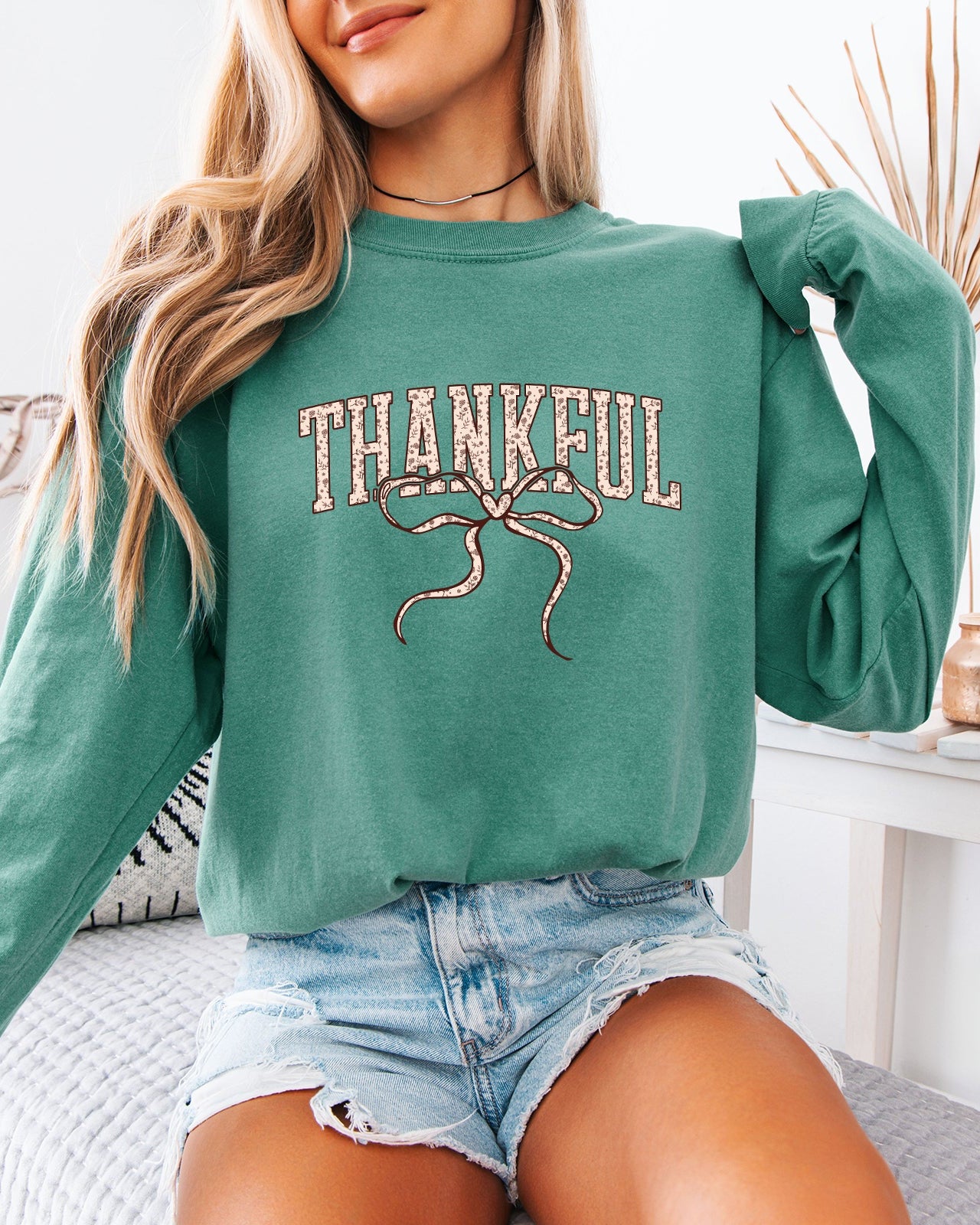 Thankful Christian Thanksgiving Day Comfort Colors Long Sleeve Shirt