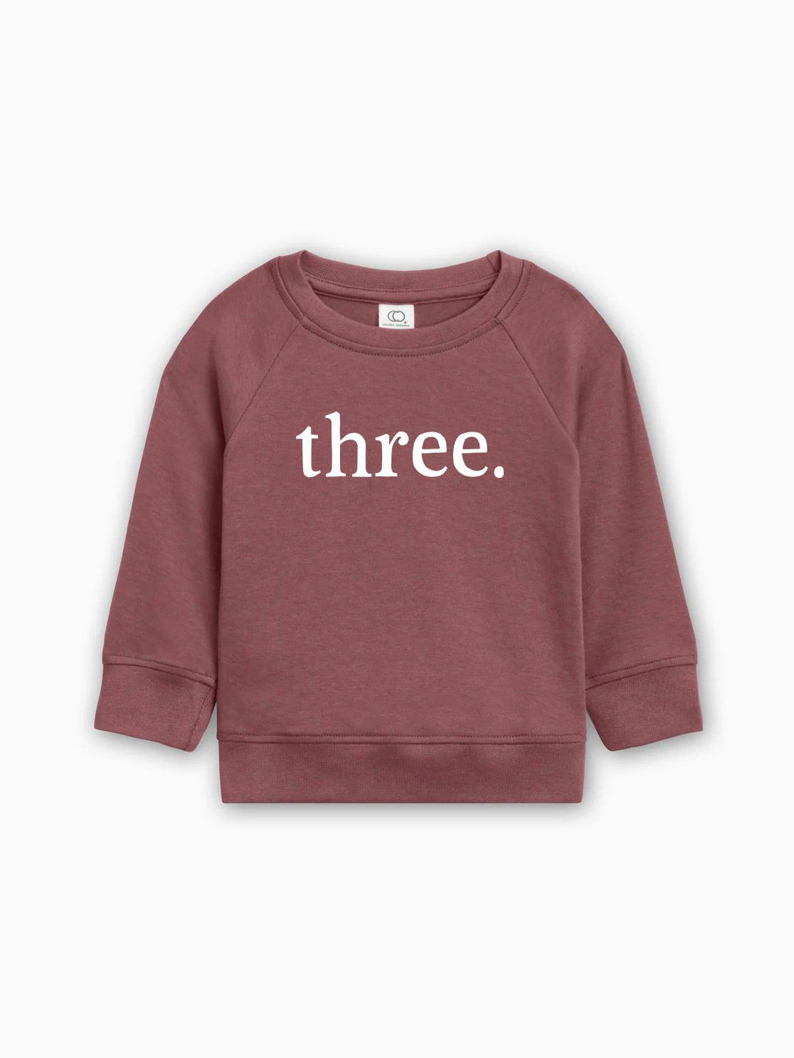 Three 3rd Birthday Organic Cotton Baby Pullover (volume font)