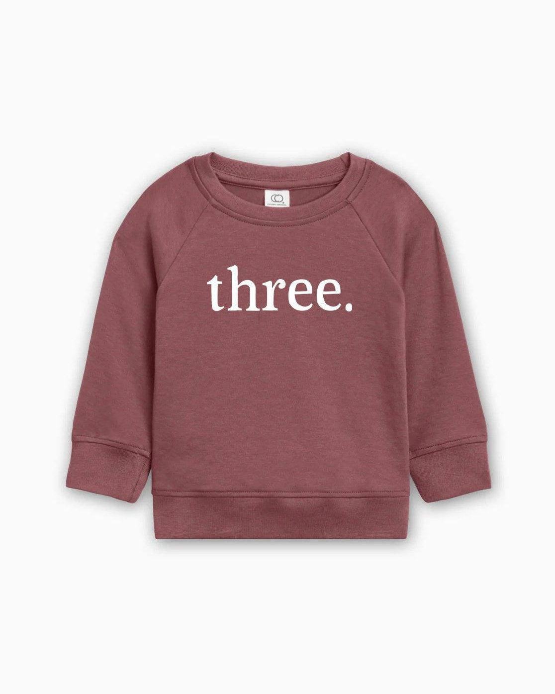 Three 3rd Birthday Organic Cotton Baby Pullover (volume font)