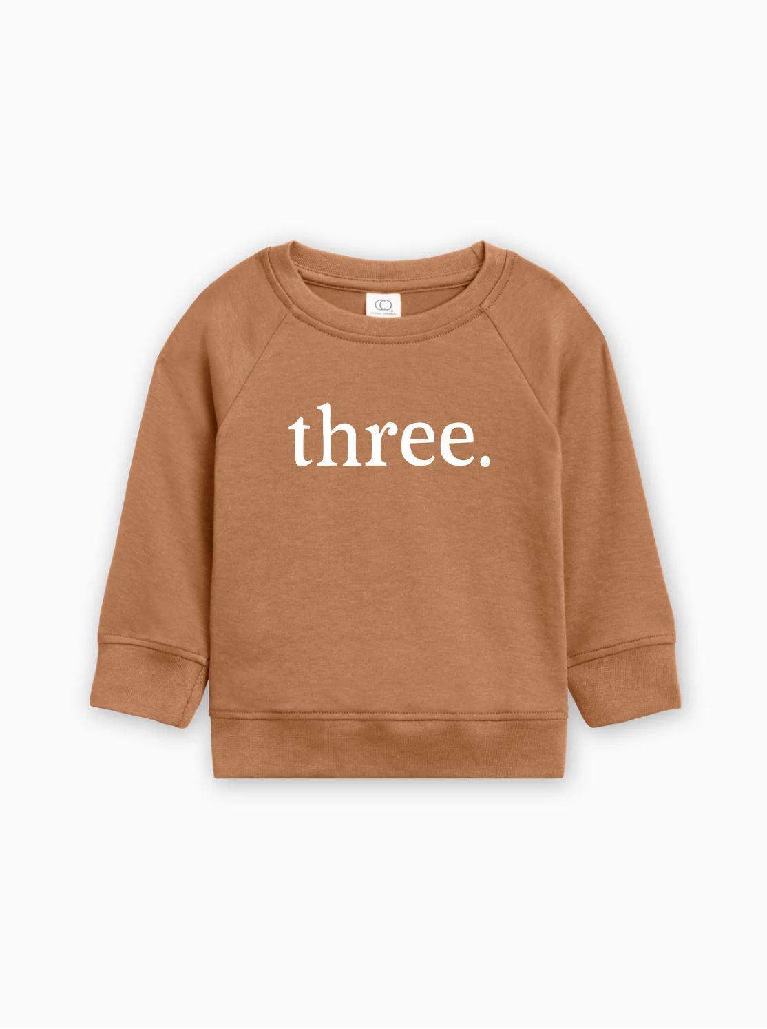 Three 3rd Birthday Organic Cotton Baby Pullover (volume font)