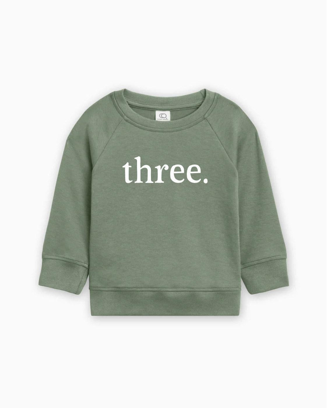 Three 3rd Birthday Organic Cotton Baby Pullover (volume font)