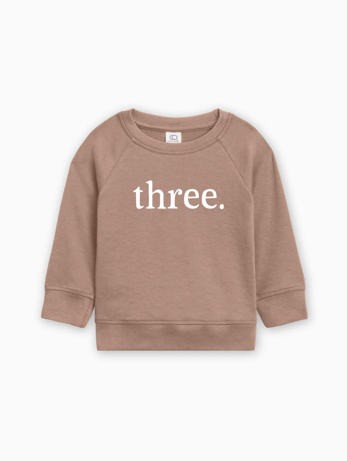 Three 3rd Birthday Organic Cotton Baby Pullover (volume font)