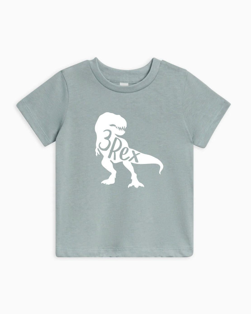 Three 3rex Trex dinosaur Birthday Organic Cotton Baby And Kids Tee