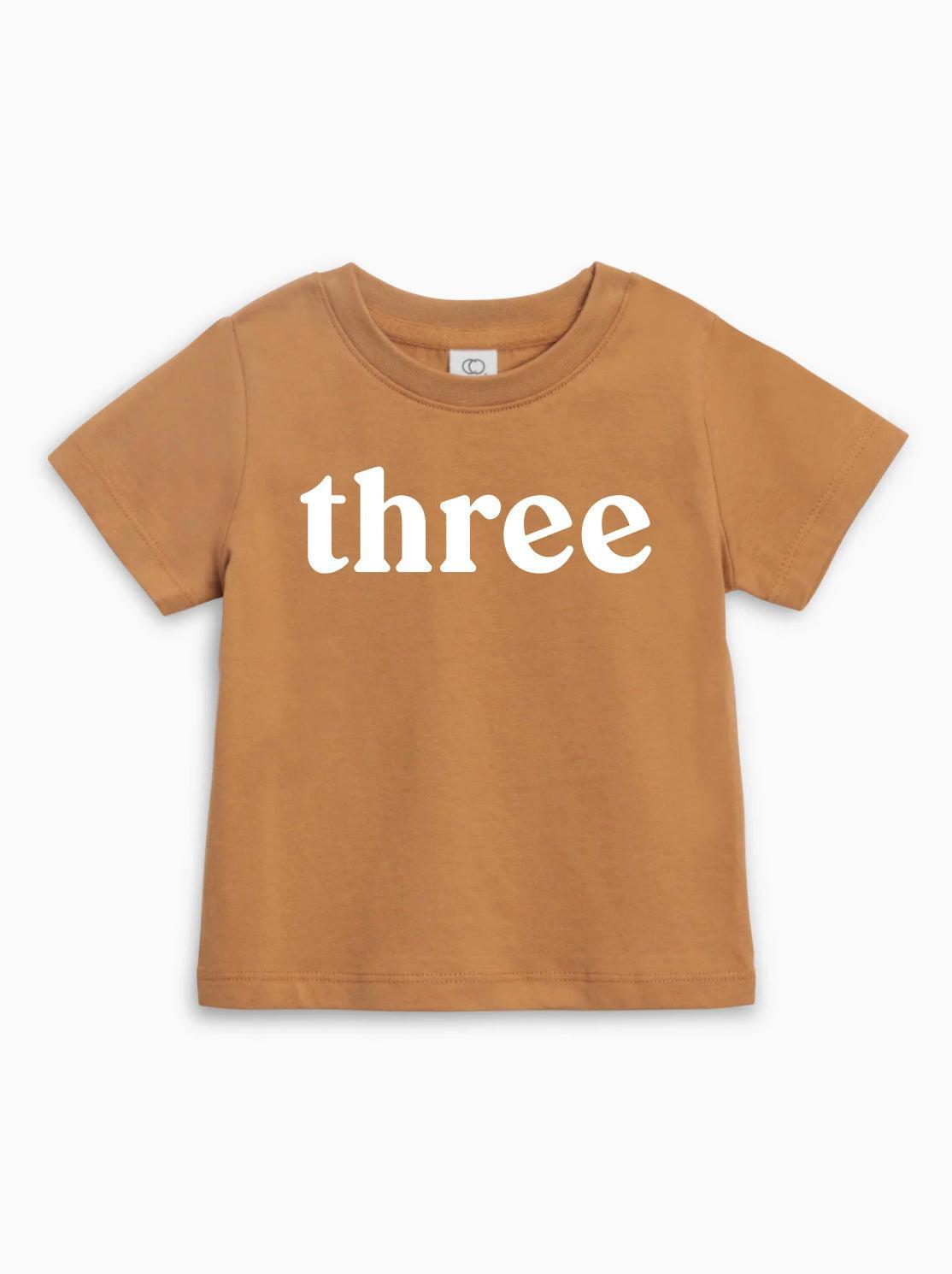 Three Birthday girl and boy Organic Cotton Baby And Kids Tee (serif)