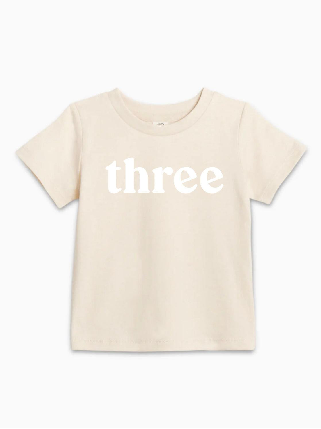 Three Birthday girl and boy Organic Cotton Baby And Kids Tee (serif)
