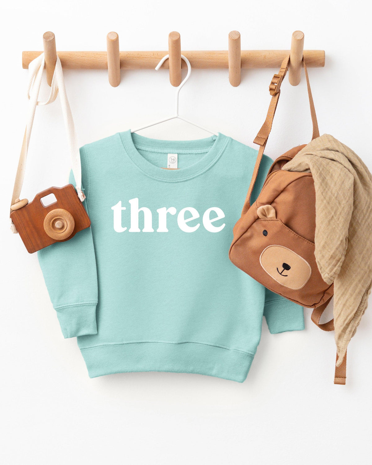 Three Toddler Kids Birthday Sweatshirt (Serif)