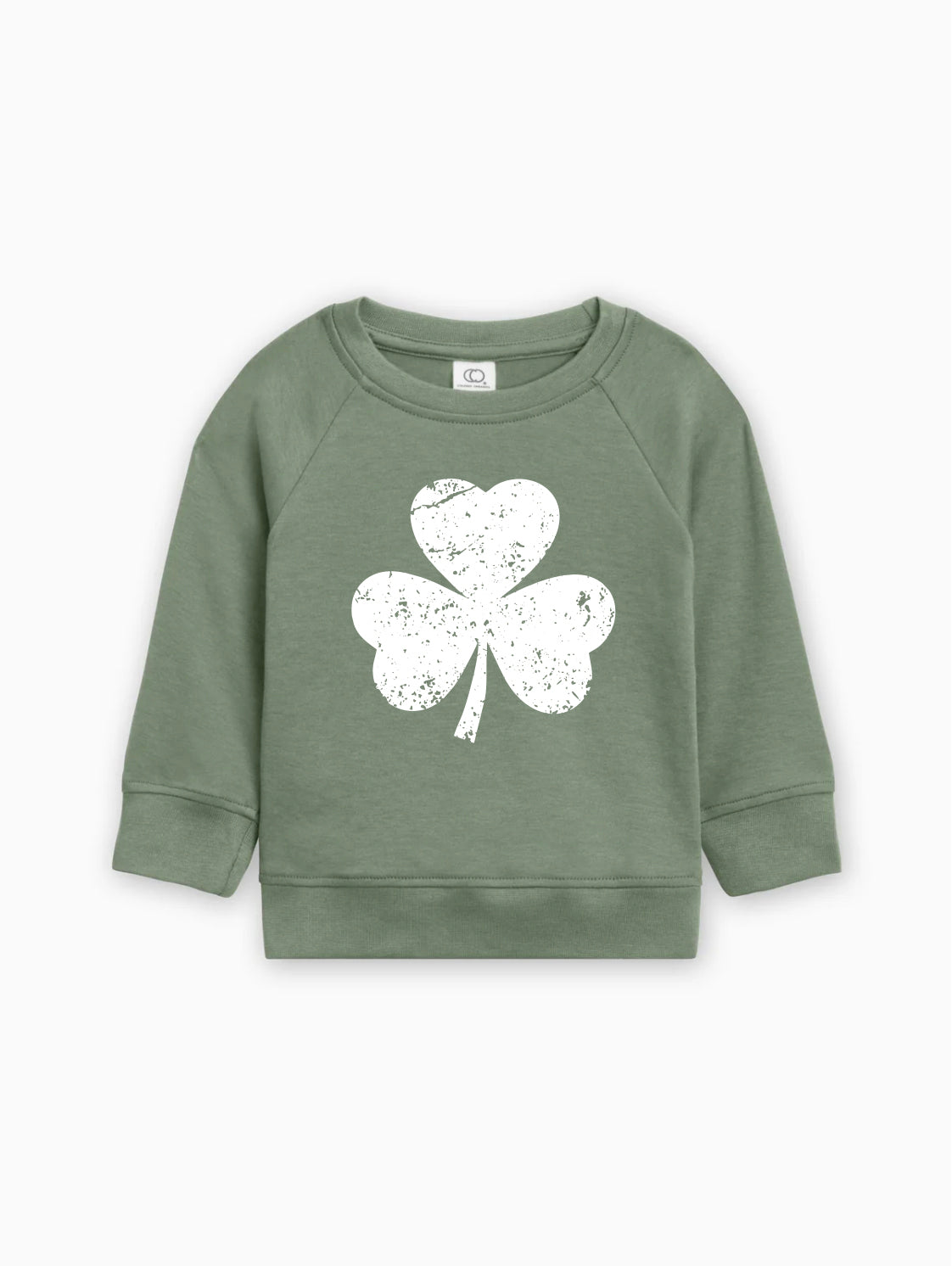 Lucky Shamrock Clover St. Patricks Kids Organic Cotton Pullover (grunge effect)