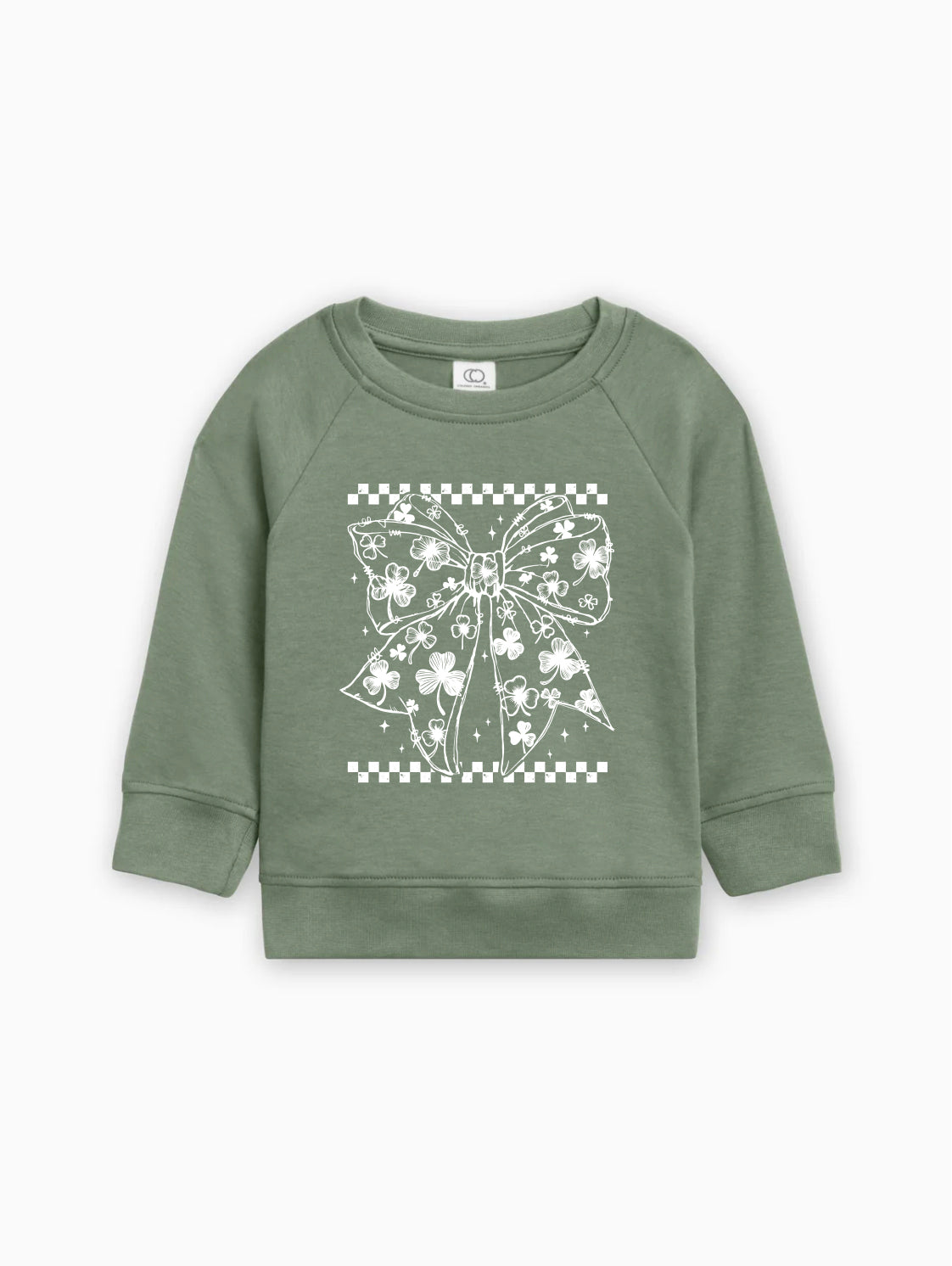 Lucky Shamrock Clover ribbon St. Patricks Kids Organic Cotton Pullover