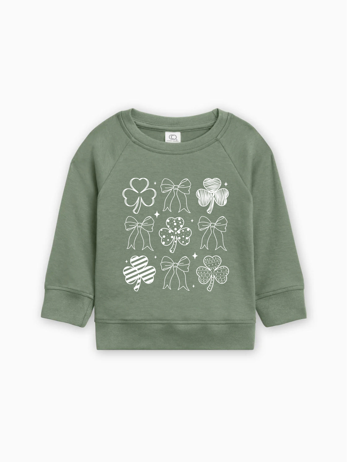 Lucky Shamrock Clover St. Patricks Kids Organic Cotton Pullover (9 shamrocks)