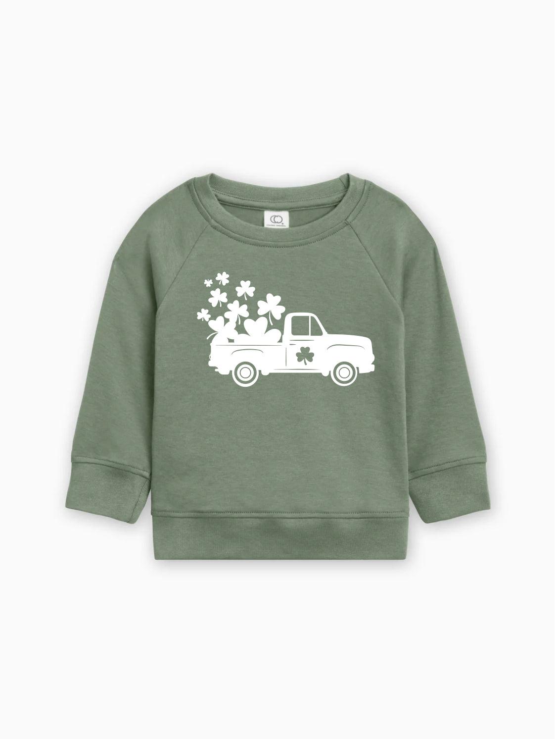 Lucky Shamrock Clover Truck St. Patricks Kids Organic Cotton Pullover