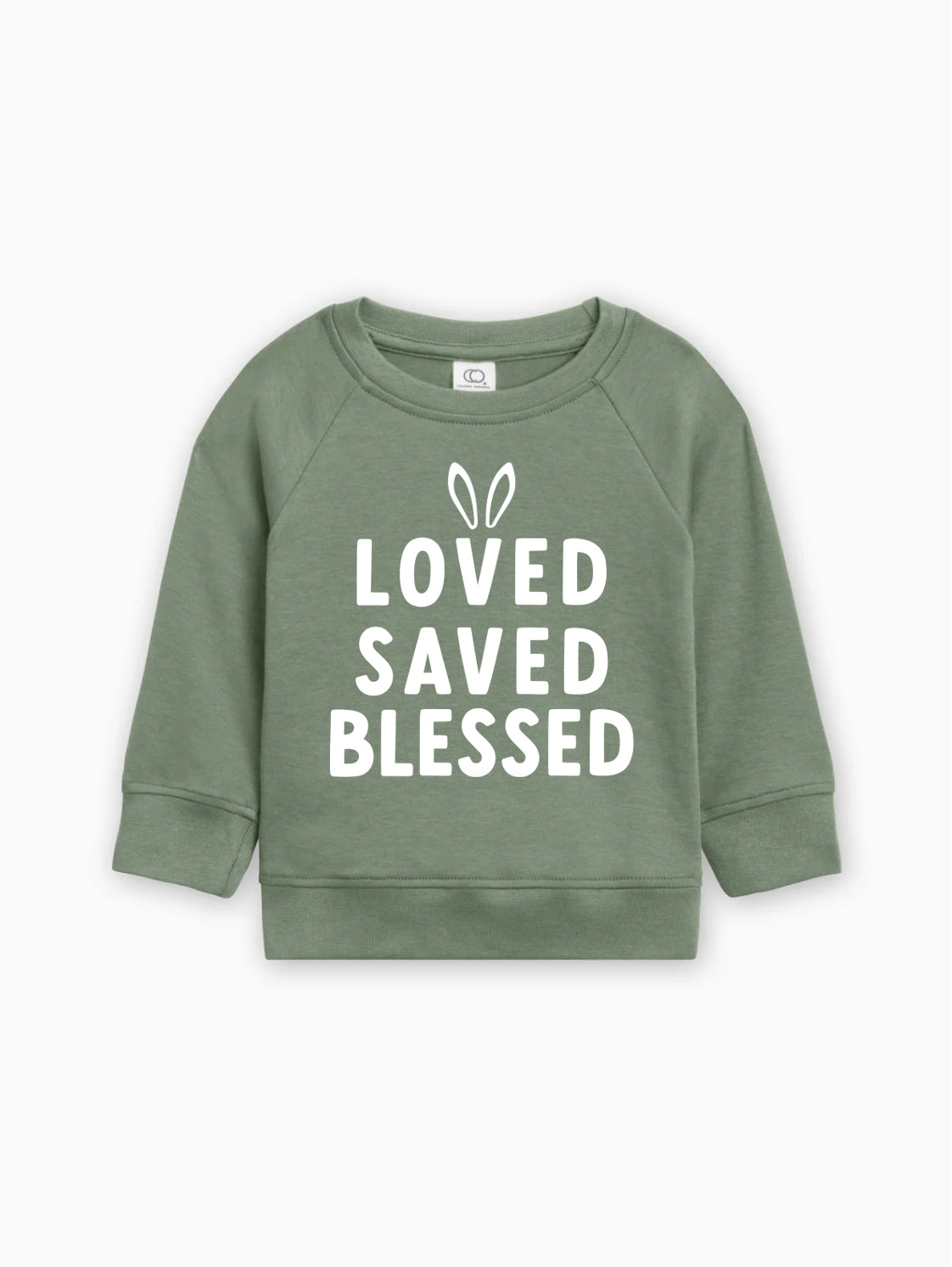 Bunny Loved Saved Blessed Easter Baby Toddler Organic Cotton Pullover