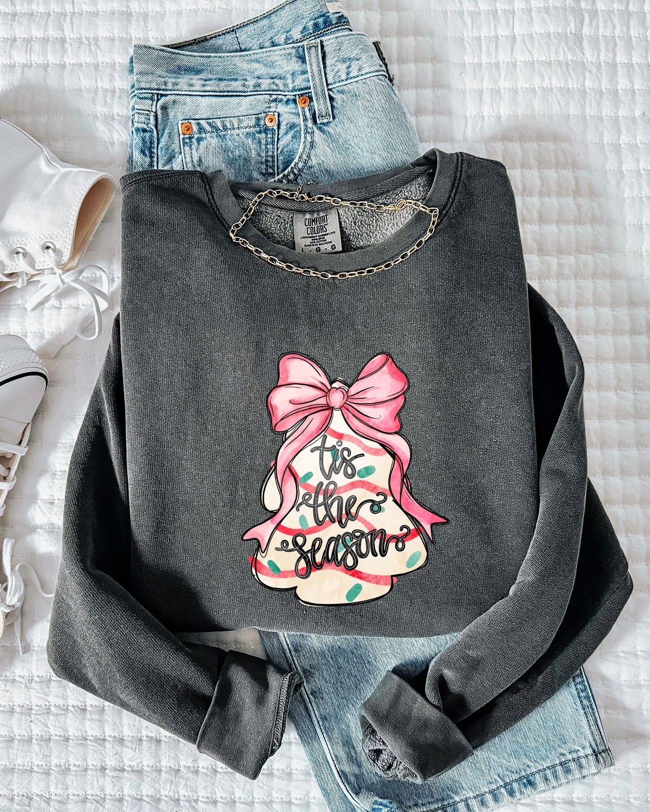 Tis the Season Christmas Winter Garment Dyed Comfort Colors Sweatshirt