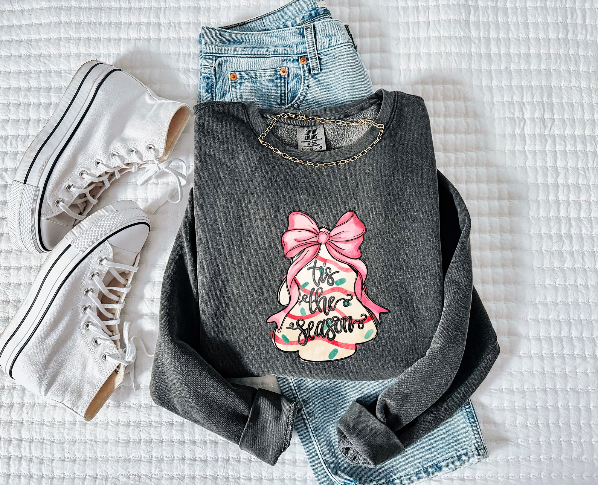 Tis the Season Christmas Winter Garment Dyed Comfort Colors Sweatshirt