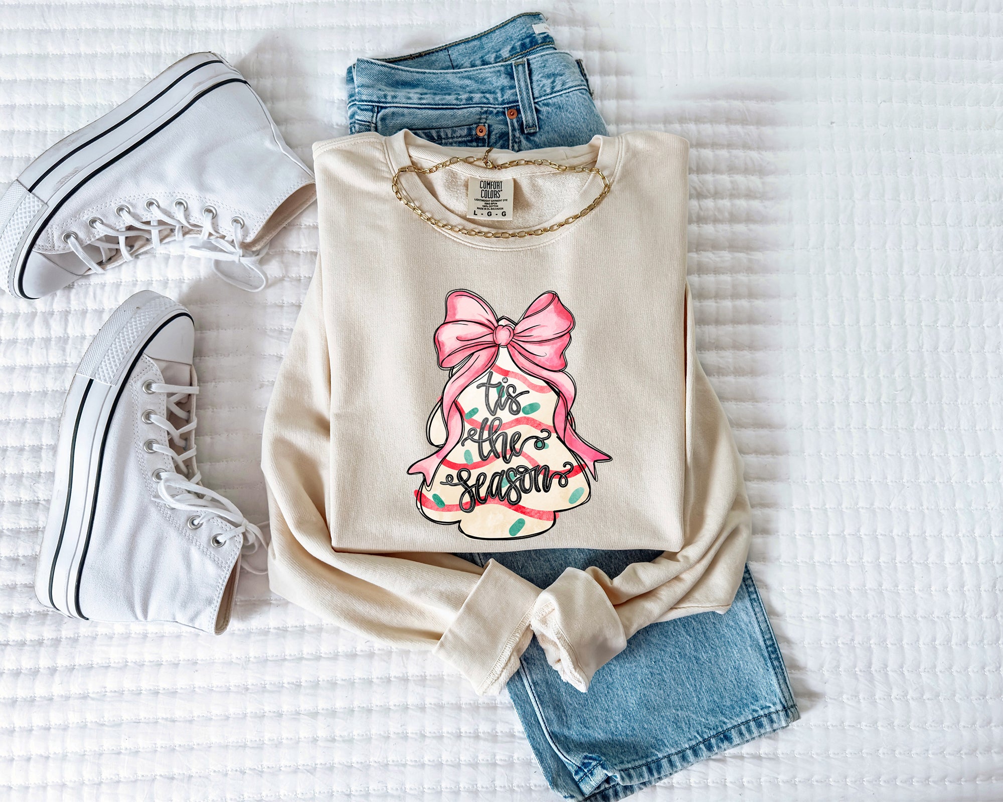 Tis the Season Christmas Winter Garment Dyed Comfort Colors Sweatshirt