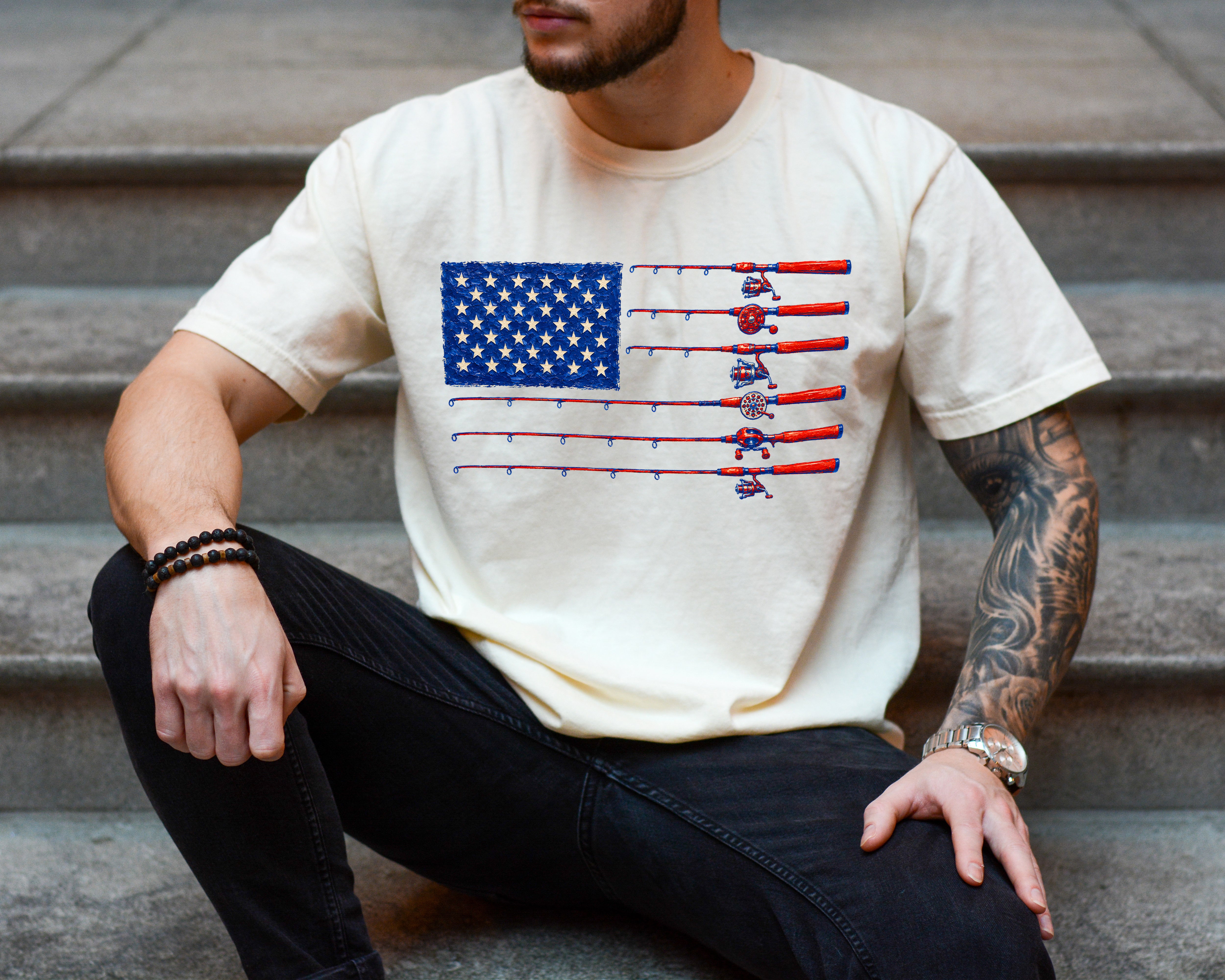 USA America Fishing Comfort Colors T Shirt - 4th of July, Memorial day, Veterans day gift for dad