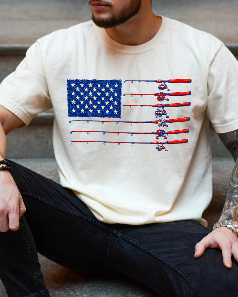 USA America Fishing Comfort Colors T Shirt - 4th of July, Memorial day, Veterans day gift for dad