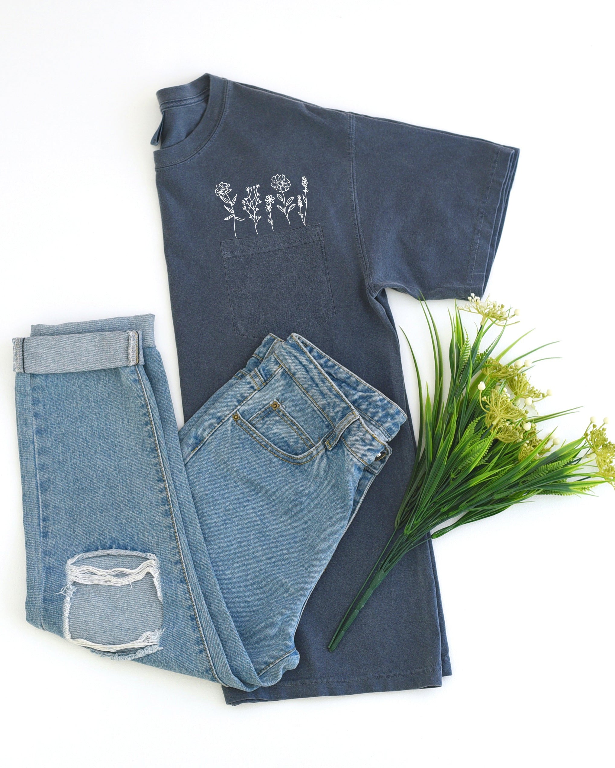 Wildflowers Comfort Colors Pocket T Shirt | Nature, Camping, Plant