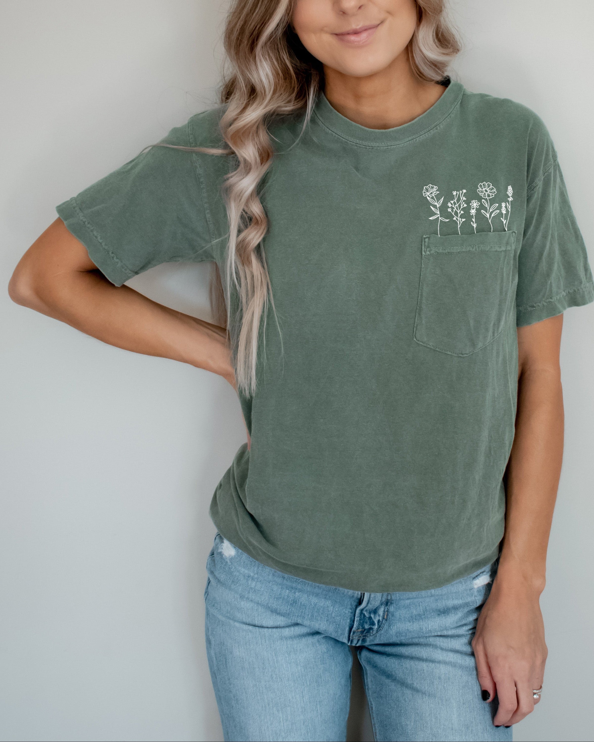 Wildflowers Comfort Colors Pocket T Shirt | Nature, Camping, Plant