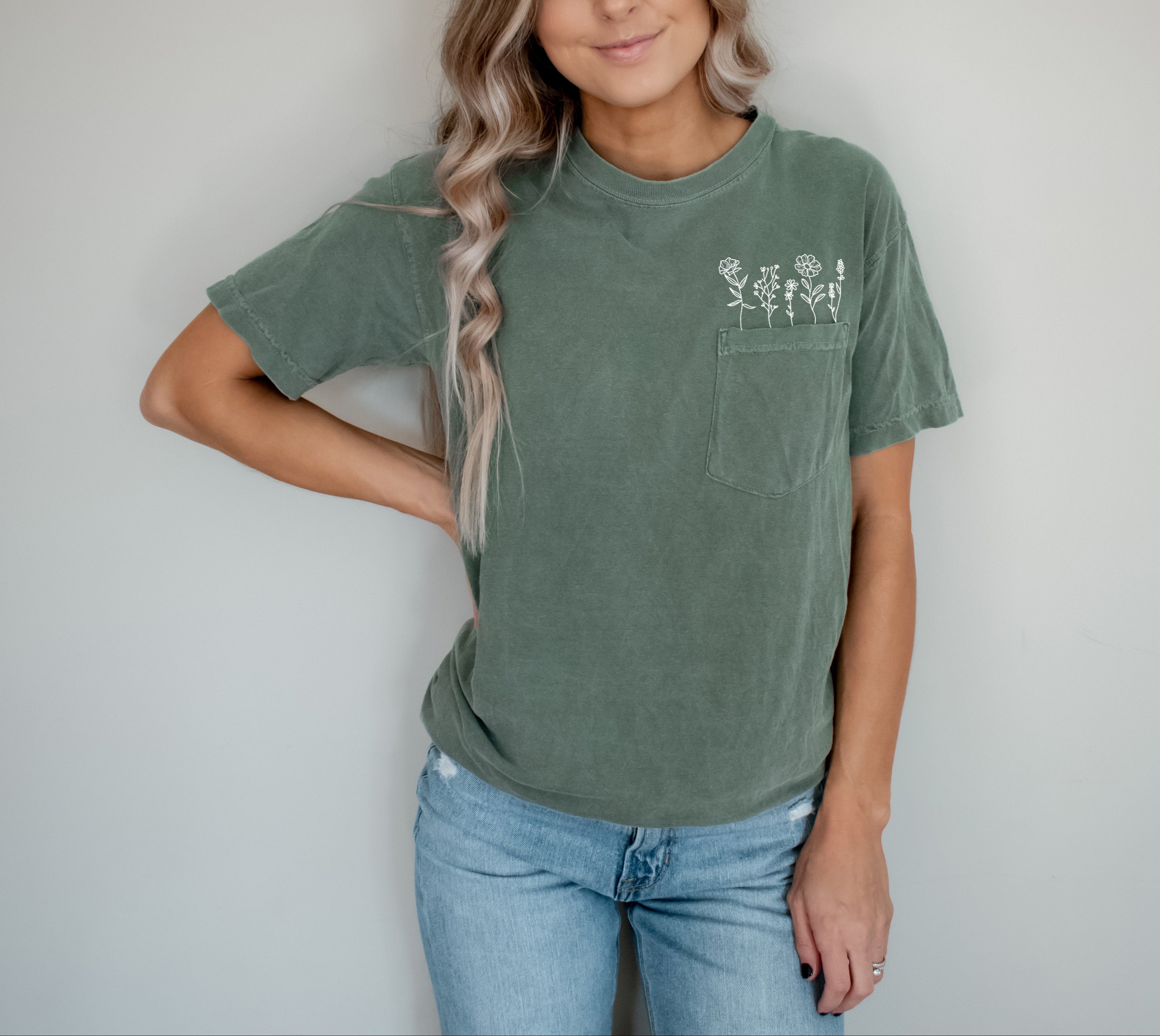 Wildflowers Comfort Colors Pocket T Shirt | Nature, Camping, Plant