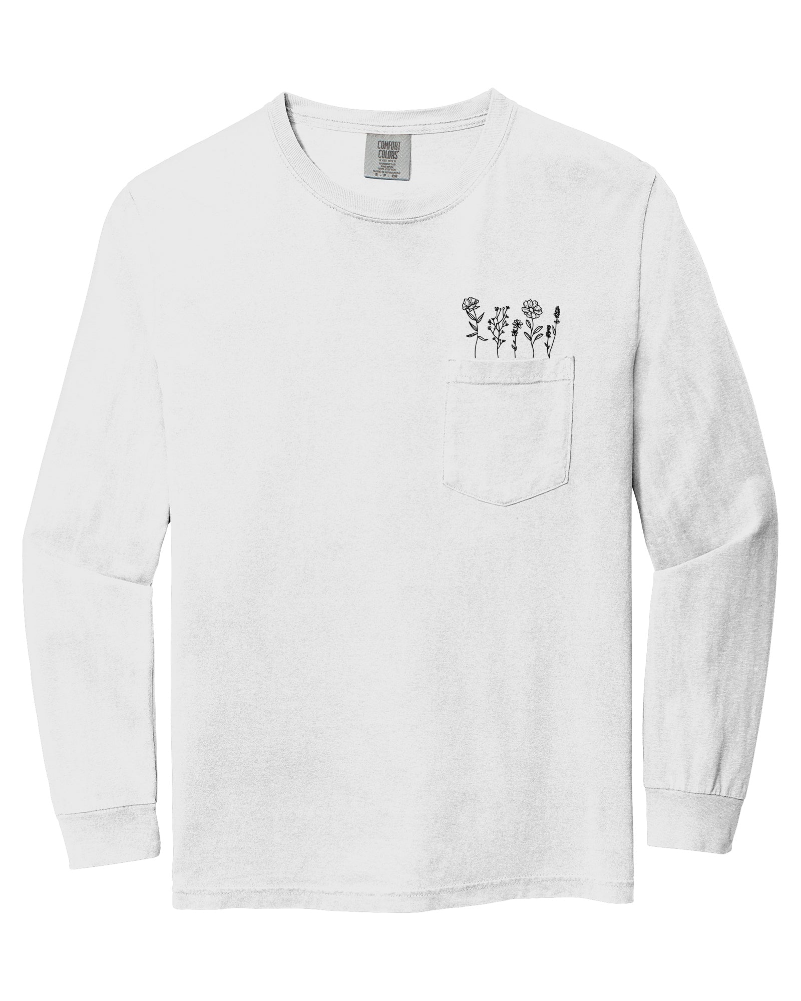 Wildflowers Nature Botanical Pocket Comfort Colors Long Sleeve Shirt