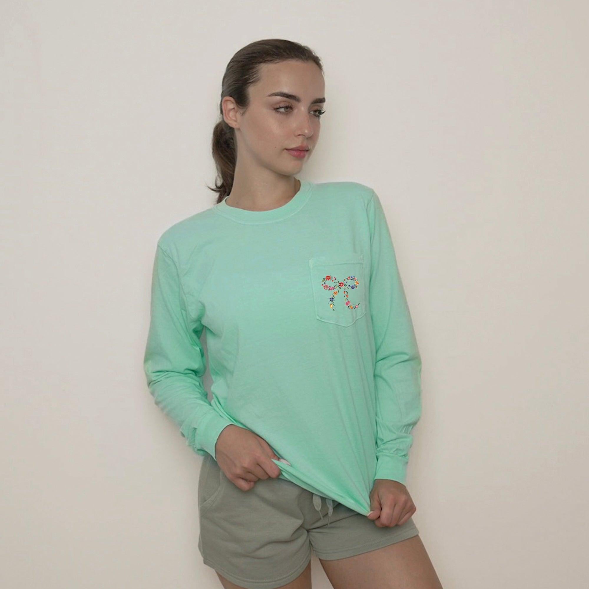 Wildflowers Ribbon Nature Botanical Pocket Comfort Colors Long Sleeve Shirt