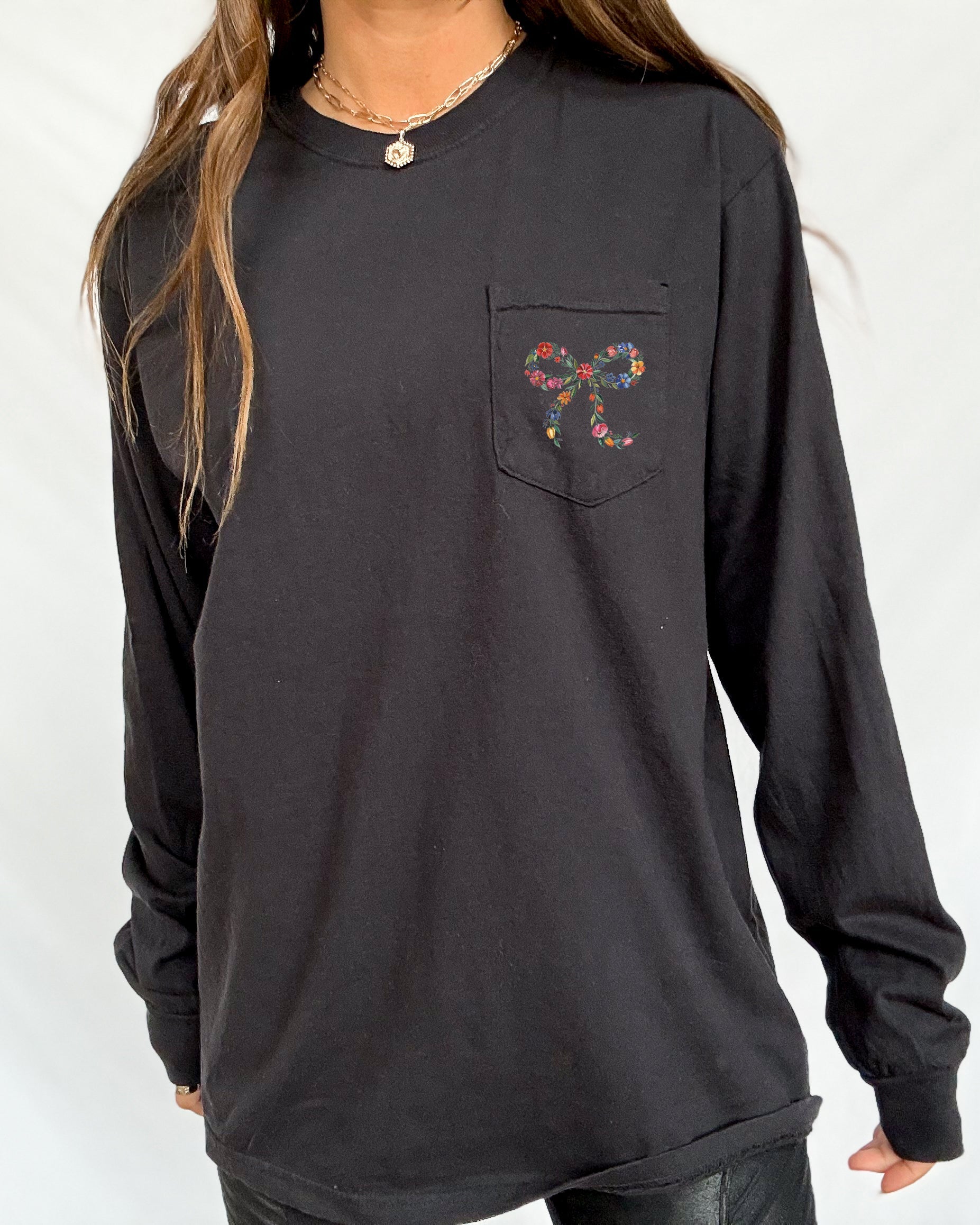 Wildflowers Ribbon Nature Botanical Pocket Comfort Colors Long Sleeve Shirt