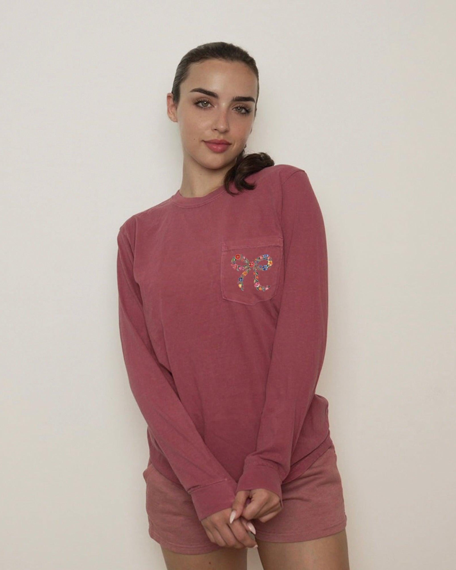 Wildflowers Ribbon Nature Botanical Pocket Comfort Colors Long Sleeve Shirt