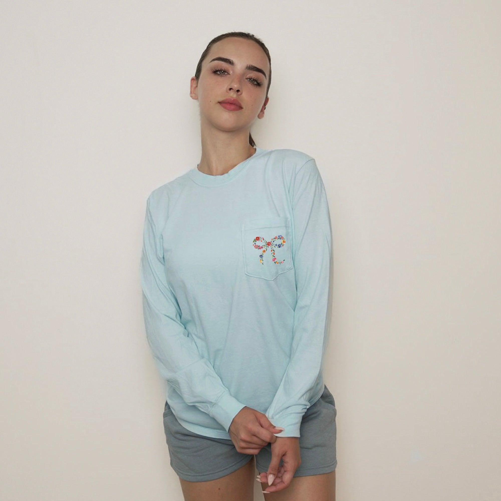 Wildflowers Ribbon Nature Botanical Pocket Comfort Colors Long Sleeve Shirt