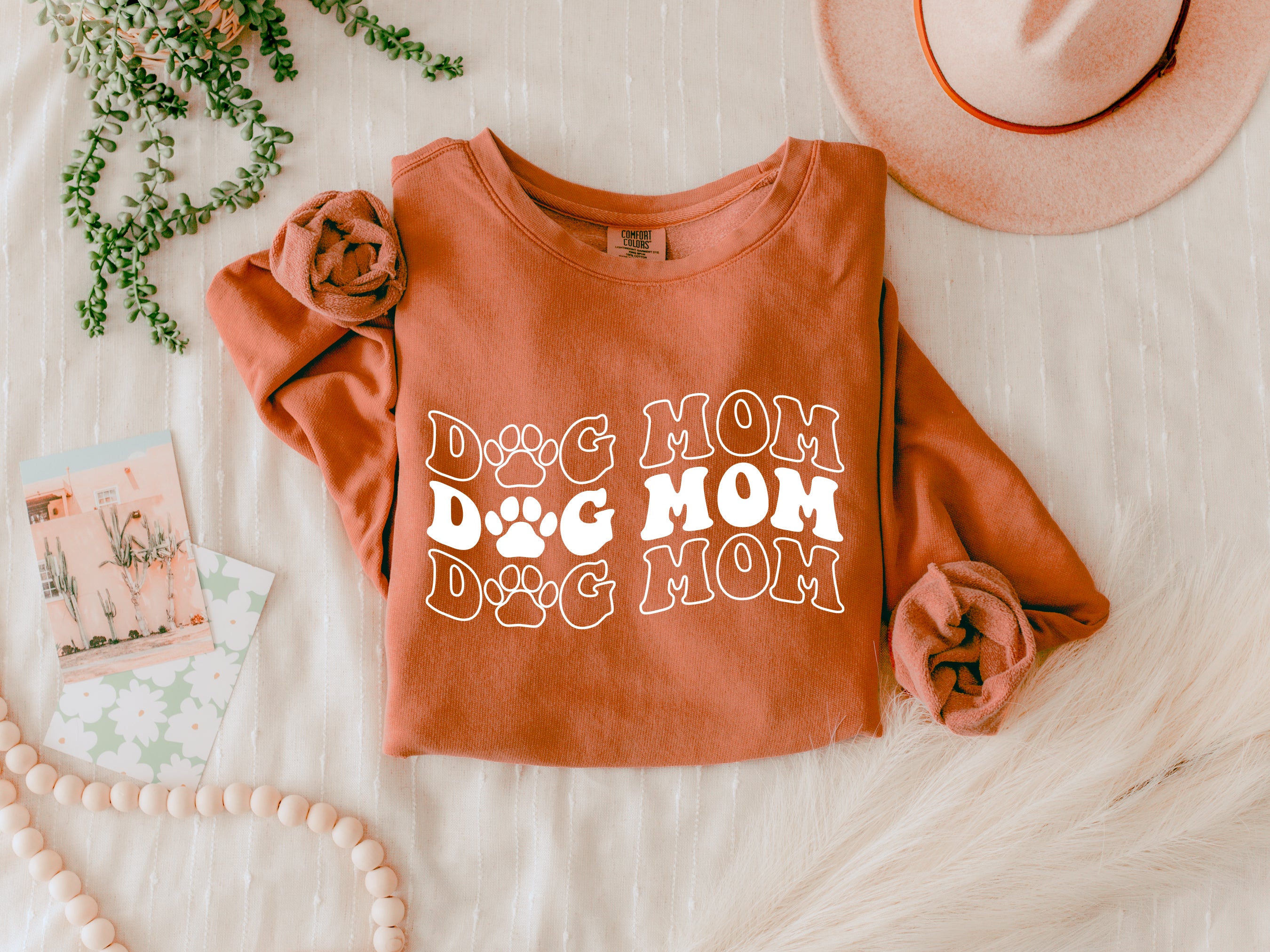 Dog mom Garment Dyed Comfort Colors Sweatshirt (Groovy)