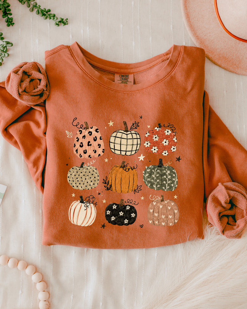Pumpkins Fall Autumn Season Thanksgiving day 100% cotton Garment Dyed Comfort Colors Sweatshirt