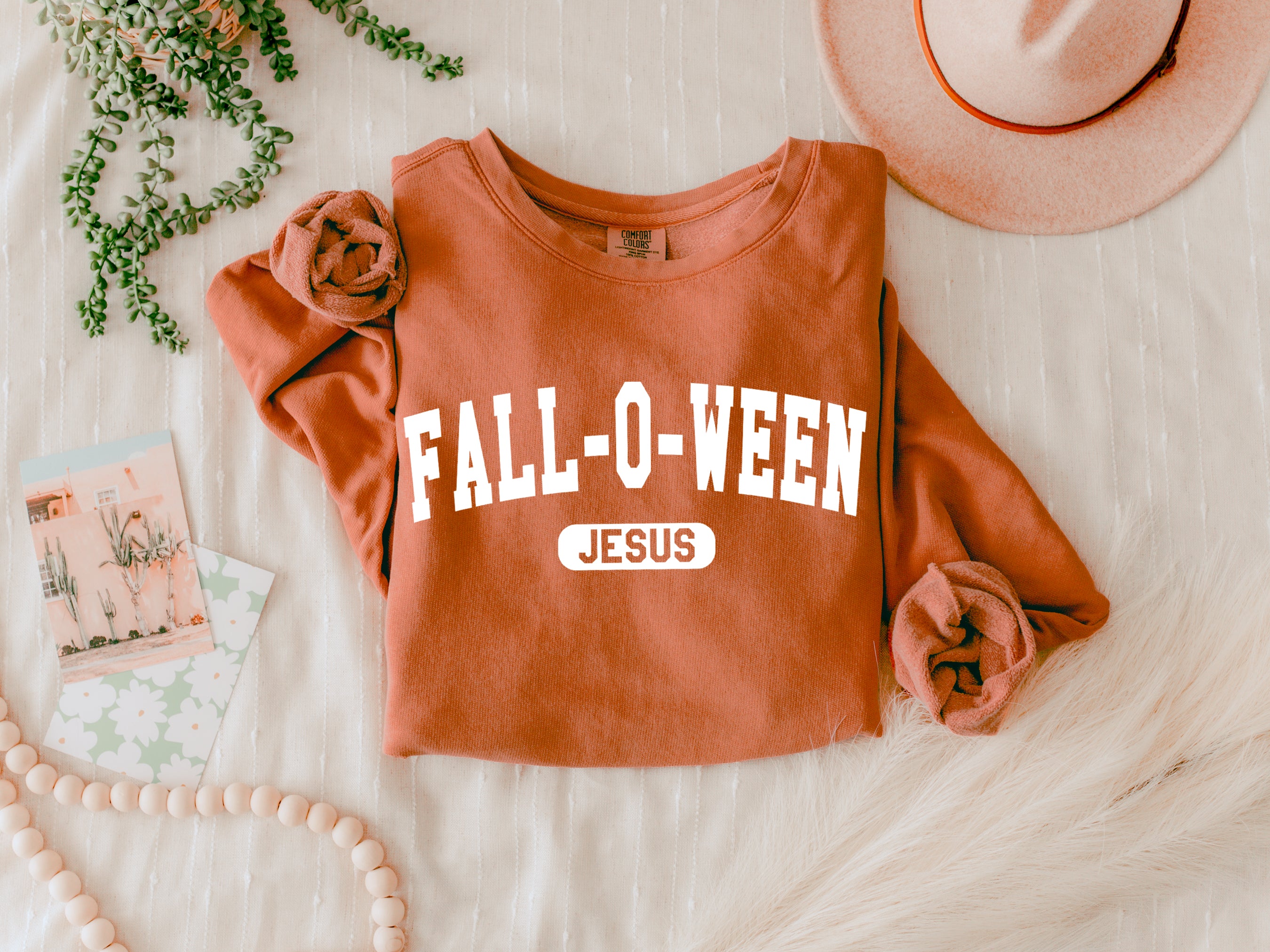 Christian Halloween Fall-o-ween Jesus Pumpkin Thanksgiving day Fall Inspirational Christian Garment Dyed Comfort Colors Sweatshirt