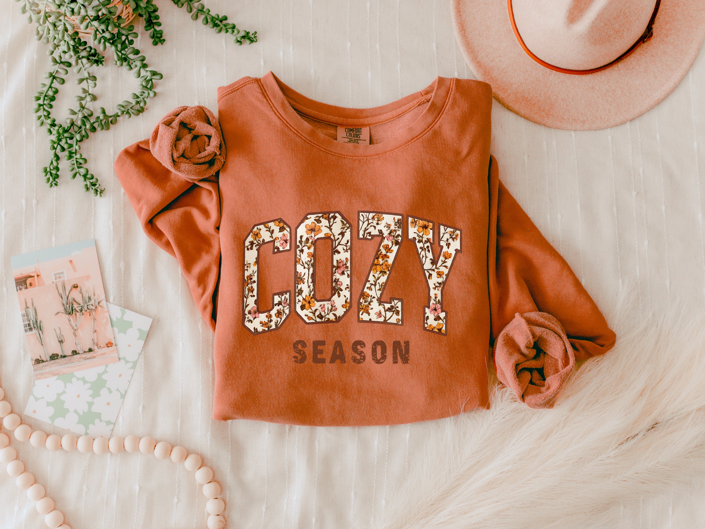 Cozy Season Fall Autumn Pumpkin Thanksgiving day Inspirational Garment Dyed Comfort Colors Sweatshirt
