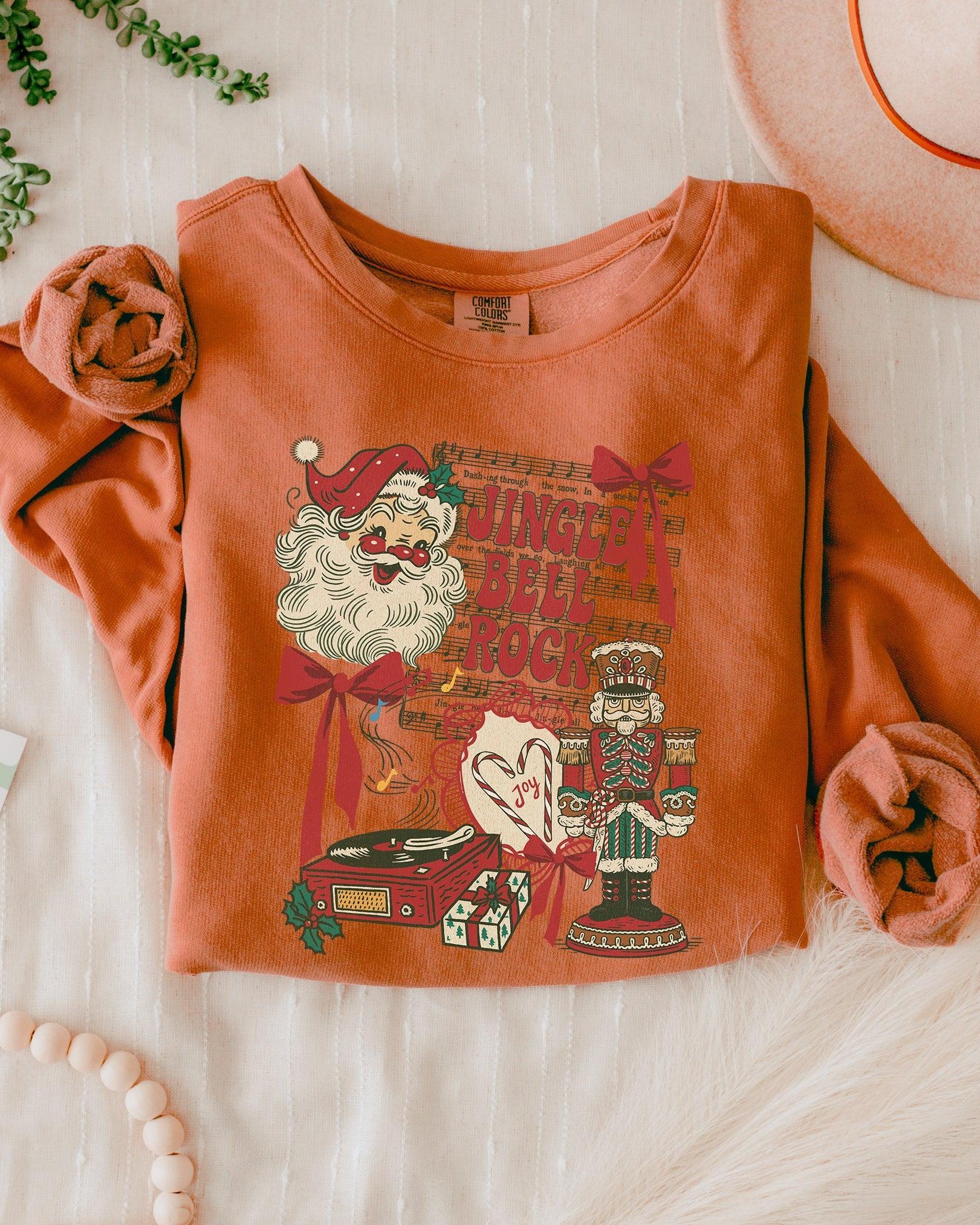 Santa & Nutcracker Merry Christmas Holiday Inspirational Garment Dyed Comfort Colors Sweatshirt