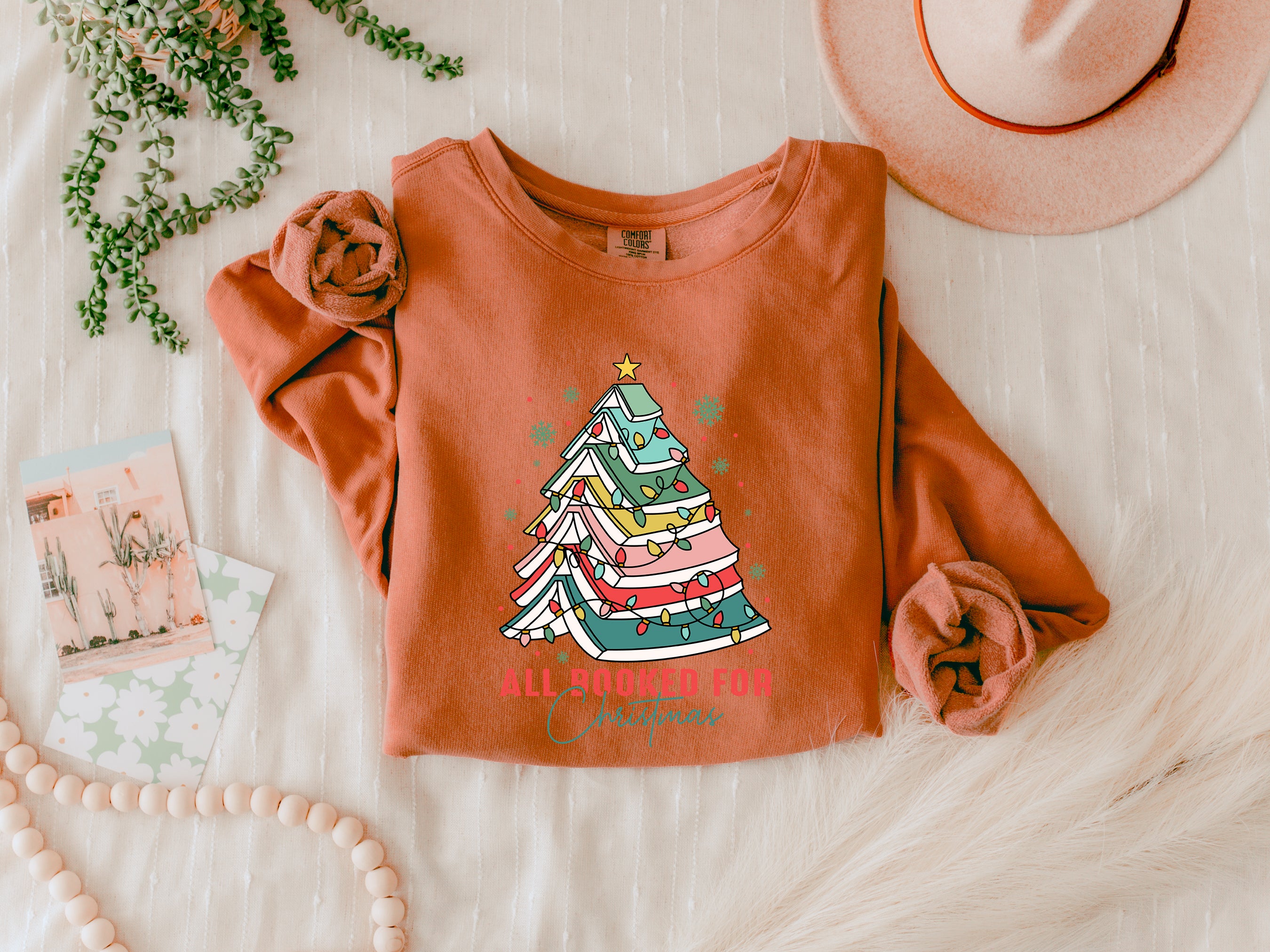 All booked for Christmas Merry Christmas Holiday Winter Fall Inspirational Garment Dyed Comfort Colors Sweatshirt