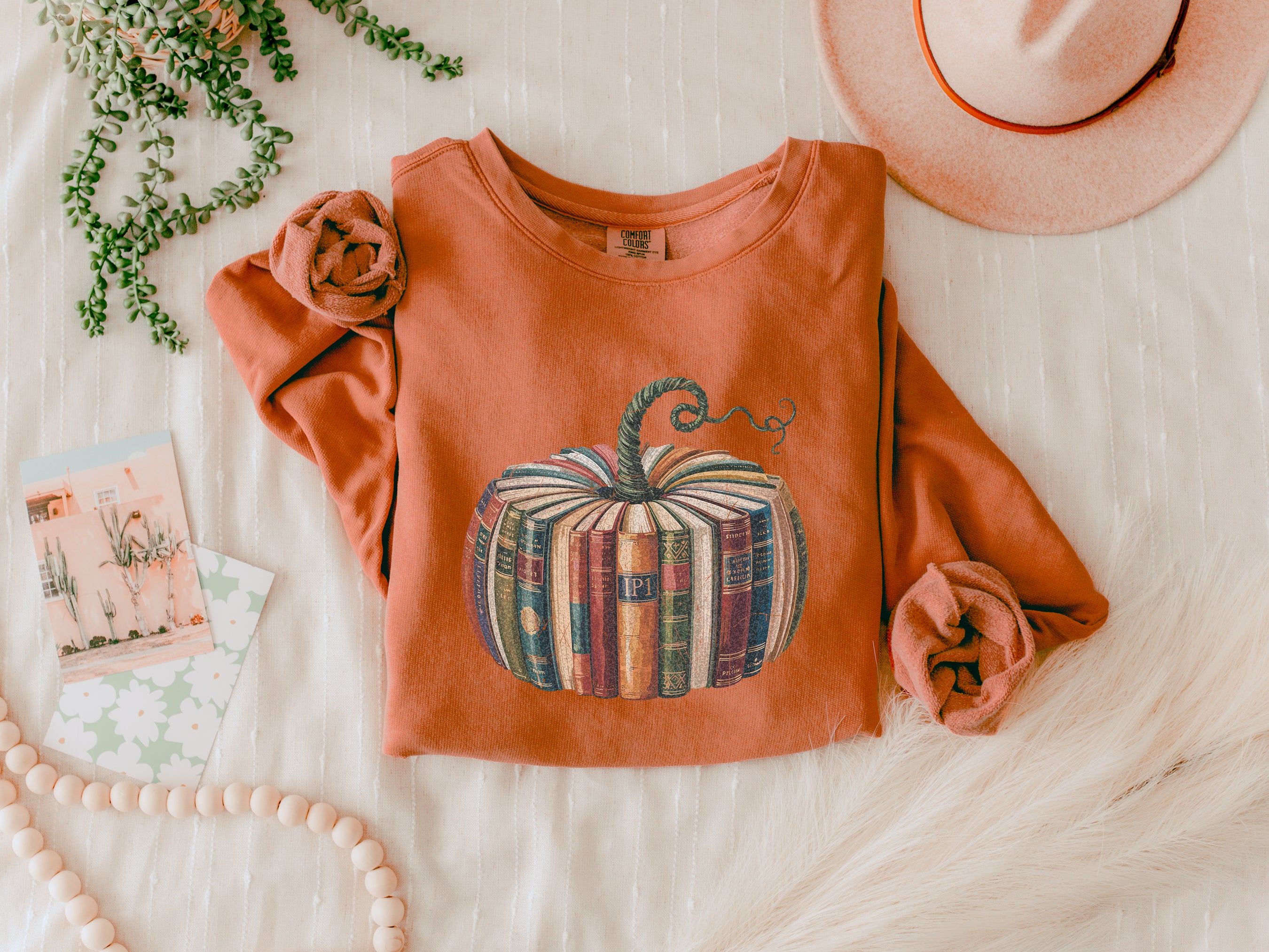 Pumpkin Book Fall Autumn Thanksgiving day Inspirational Garment Dyed Comfort Colors Sweatshirt