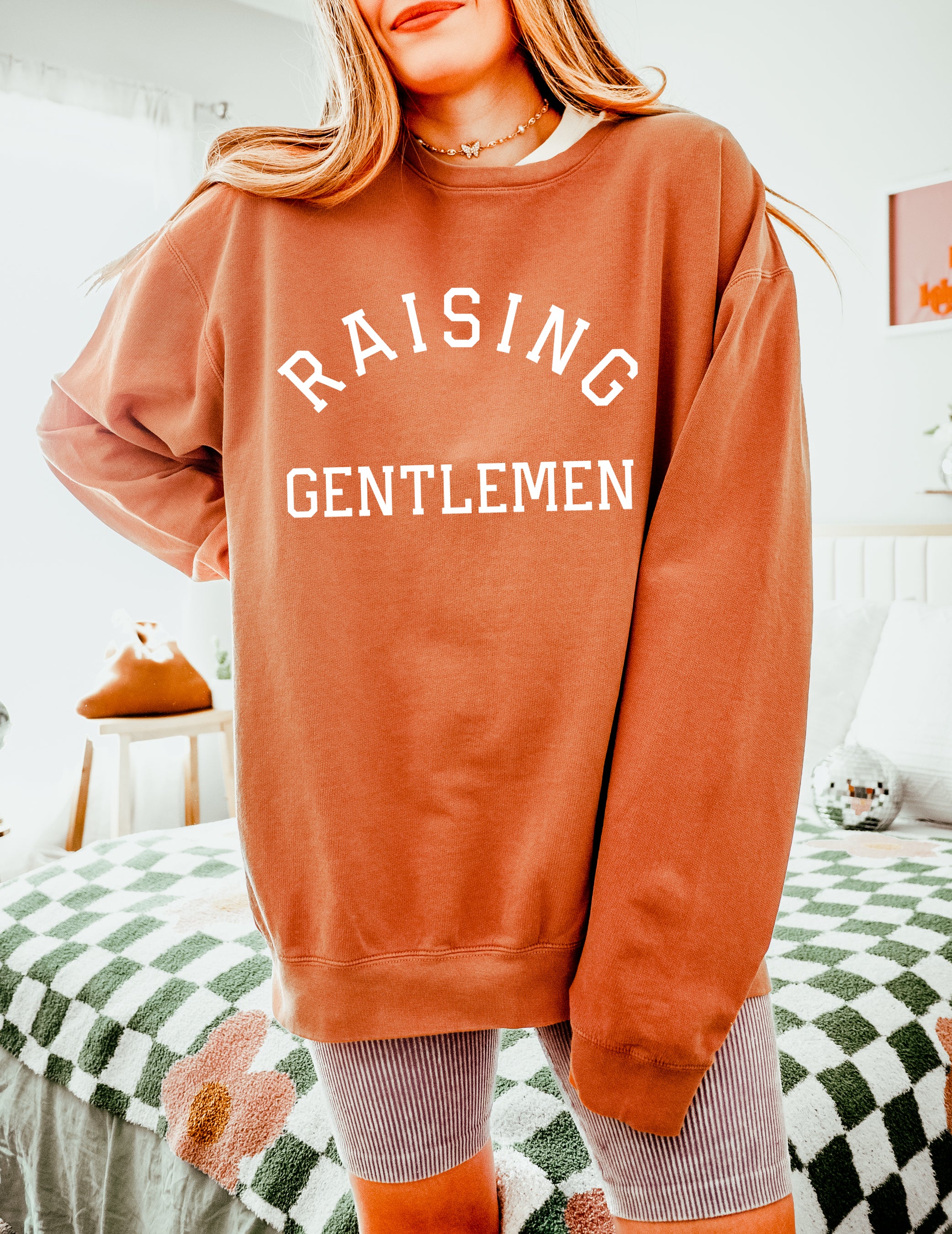 Raising Gentlemen for boy moms Garment Dyed Comfort Colors Sweatshirt