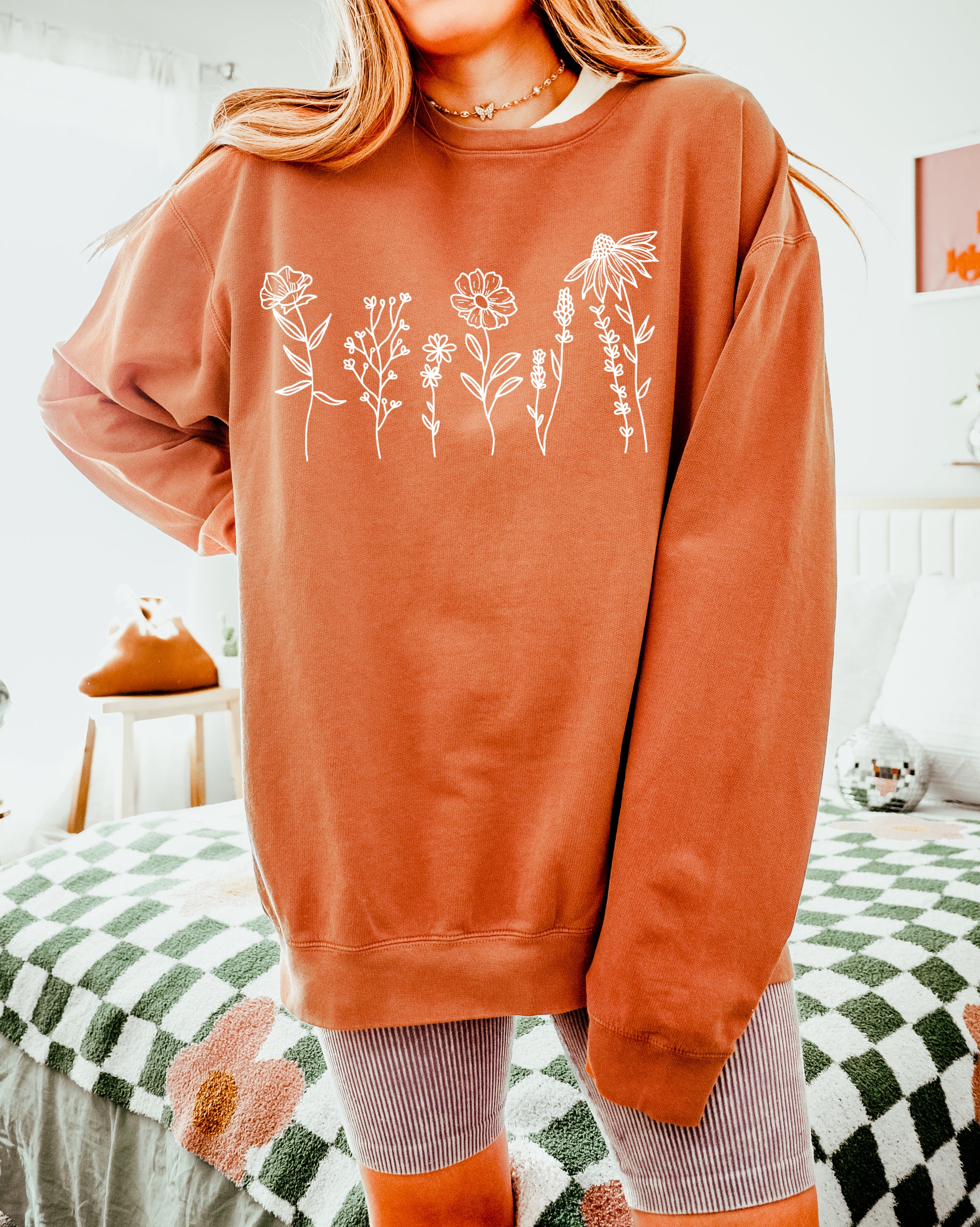 Wildflowers Botanical Garment Dyed Comfort Colors Sweatshirt