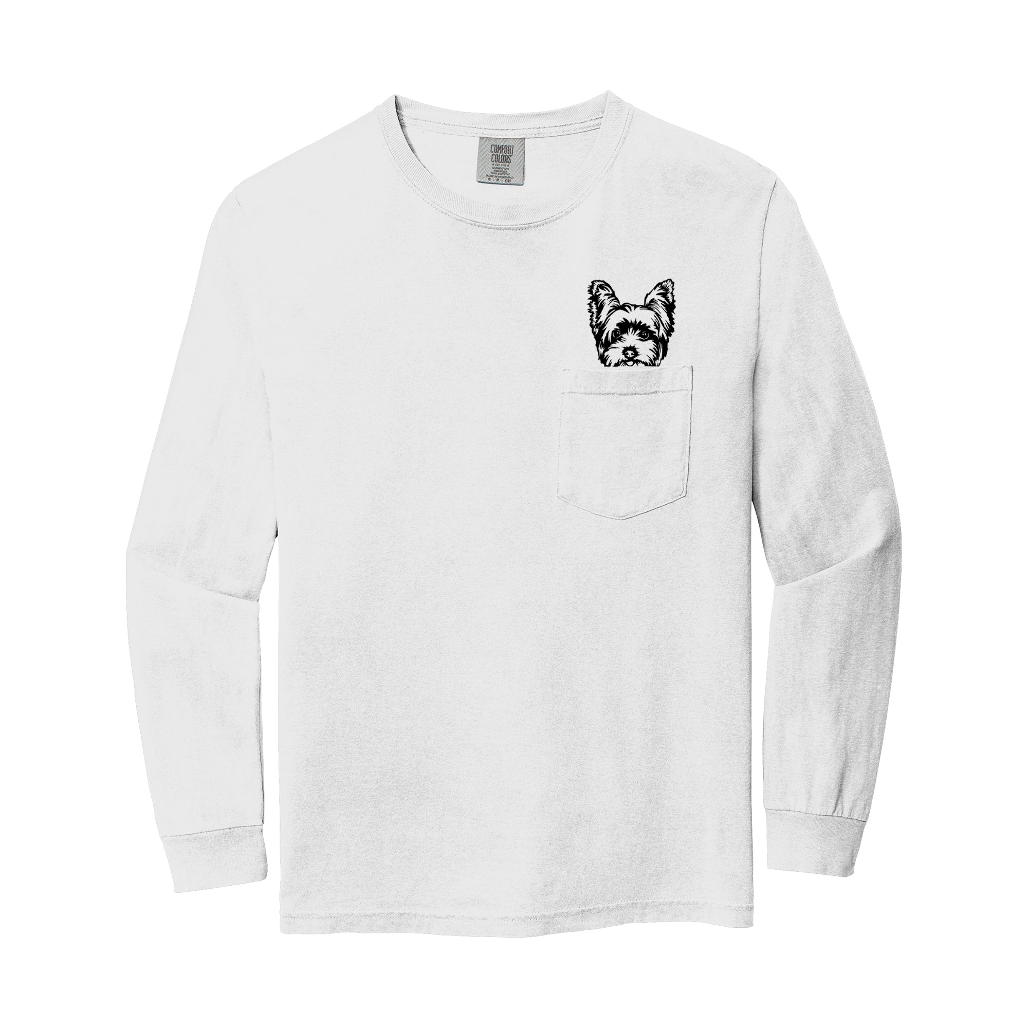 Yorkshire Terrier Yorkie Dog Mom Pocket Comfort Colors Long Sleeve Shirt