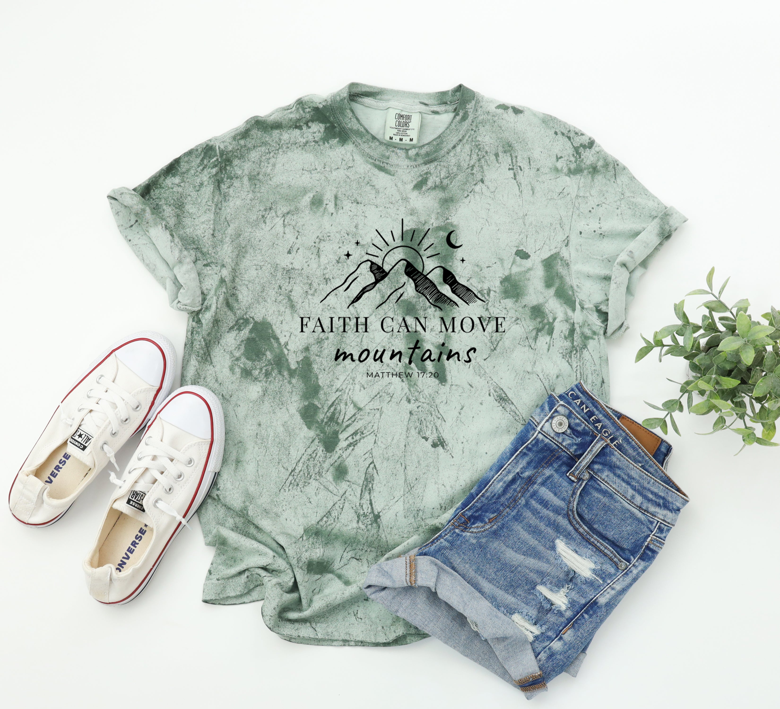 Faith can move mountains Comfort Colors Garment Dyed T Shirt (New)