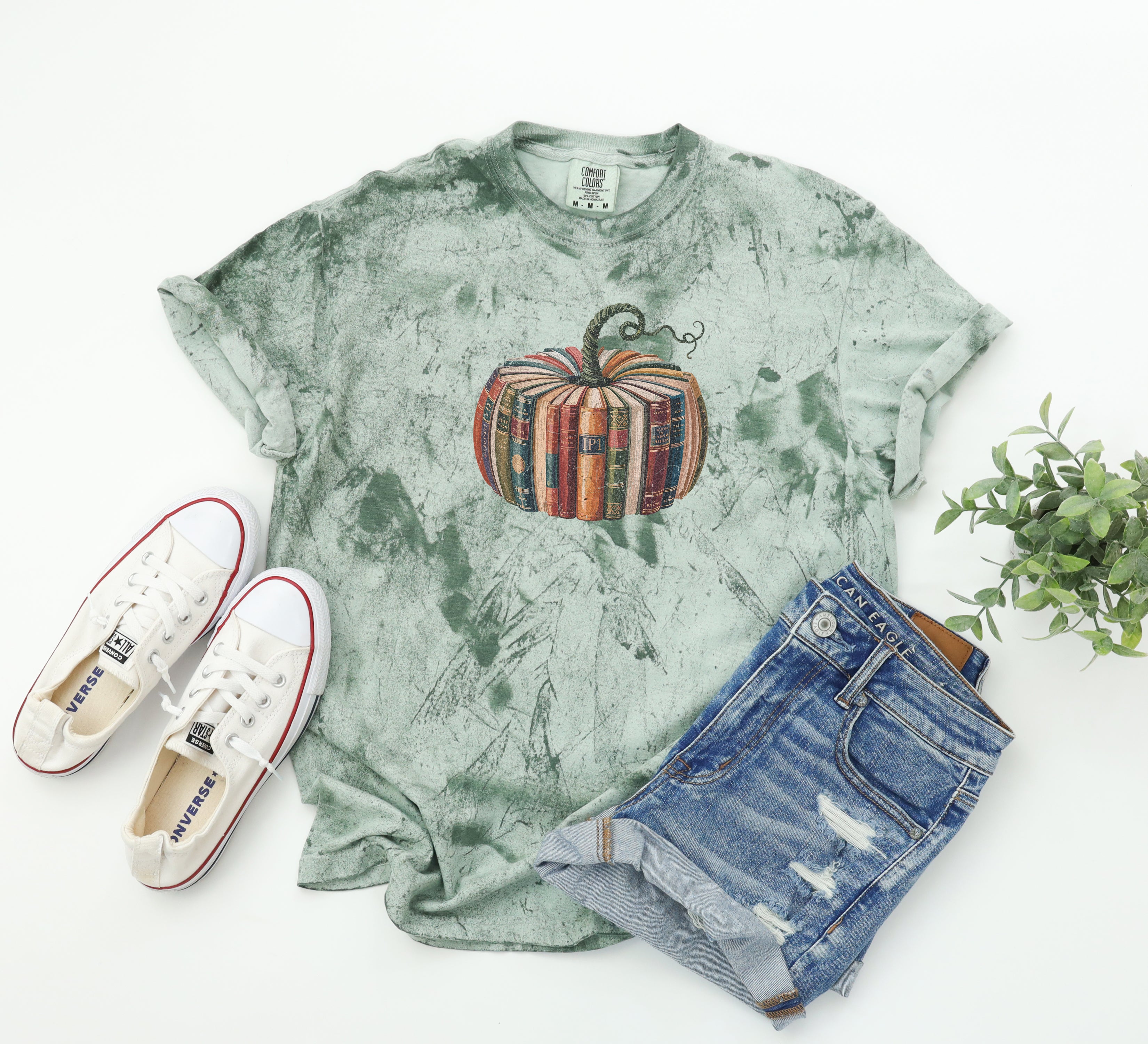 Fall Pumpkin Book Thanksgiving day Christmas Autumn Comfort Colors Garment Dyed T Shirt