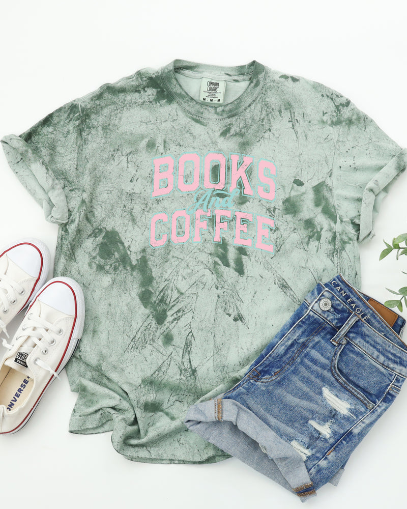 Books and Coffee Comfort Colors Garment Dyed T Shirt