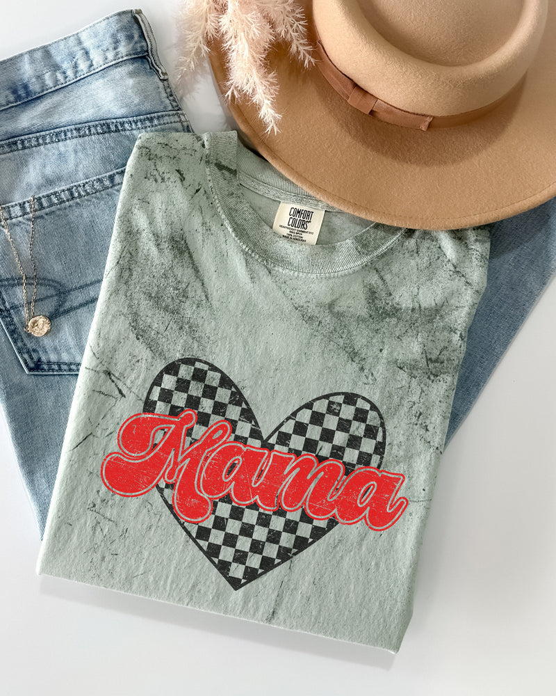 Mama Love Comfort Colors T Shirt (Checkered)