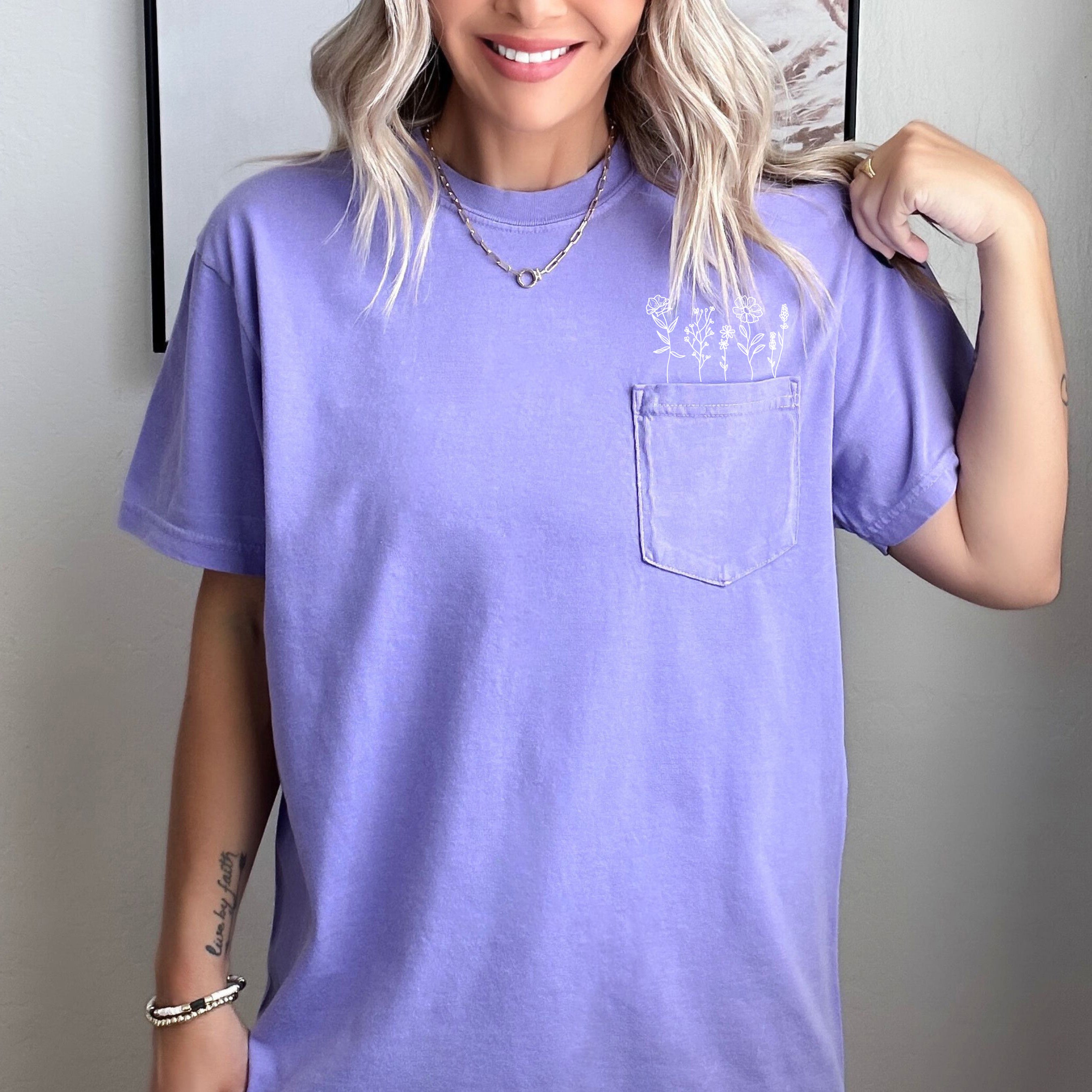 Wildflowers Comfort Colors Pocket T Shirt | Nature, Camping, Plant
