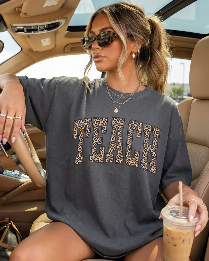 Teach Teacher LEOPARD Comfort Colors Garment-Dyed T-Shirt