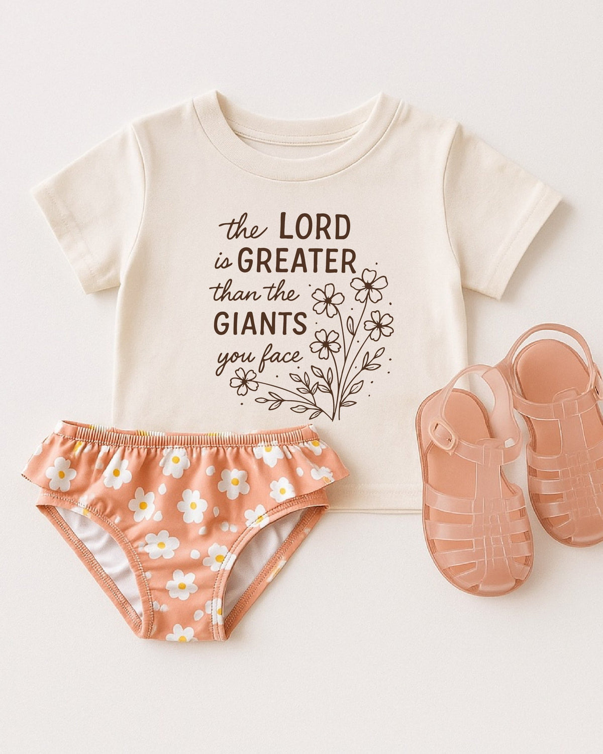 The Lord Is Greater Than The Giant Christian Kids Tee, Bible Faith Shirt